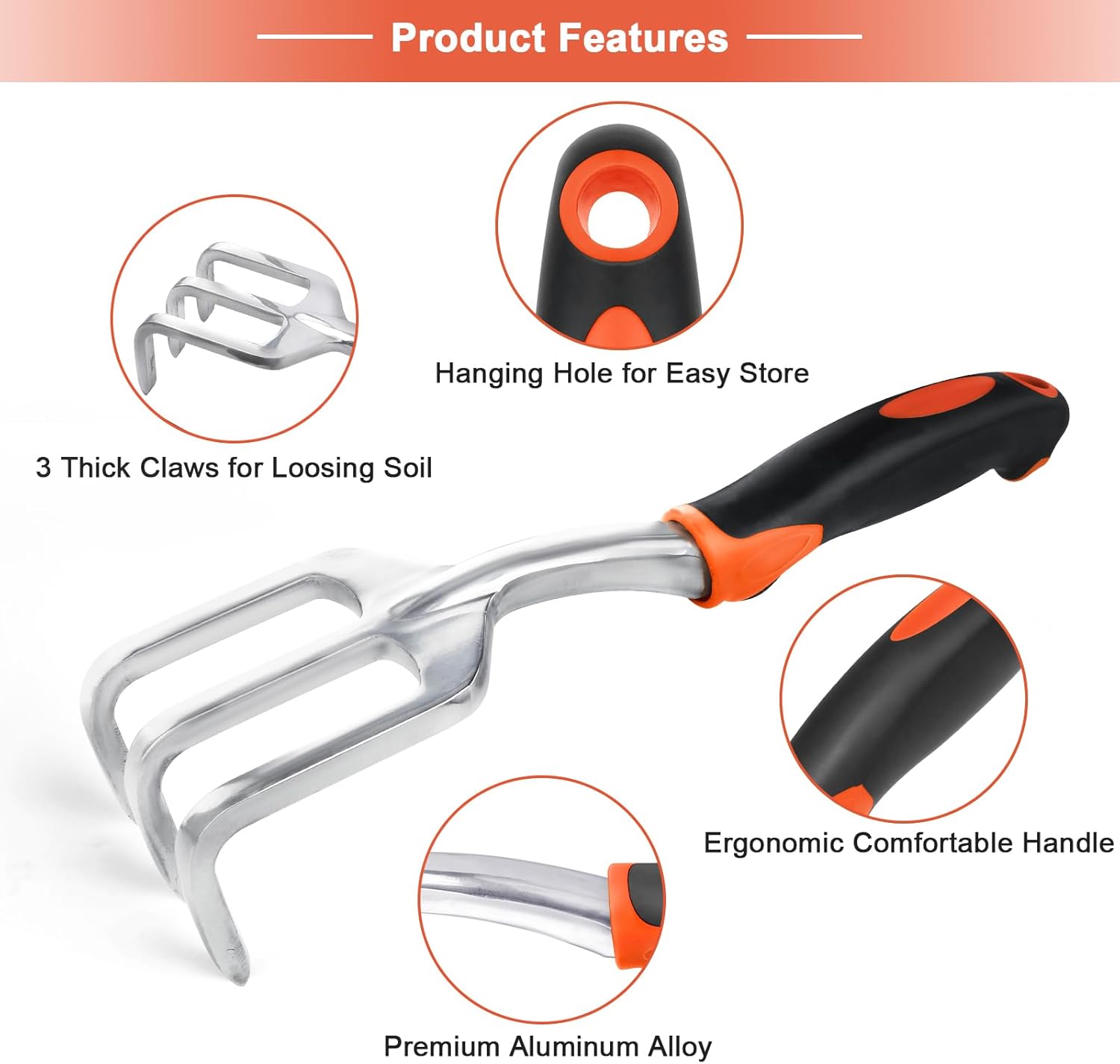 Garden Tools Set, 3 Pack Heavy Duty Gardening Tools Set Include Garden Shovel + Hand Rake Garden Tool, Heavy Duty Hand Cultivators for Gardening
