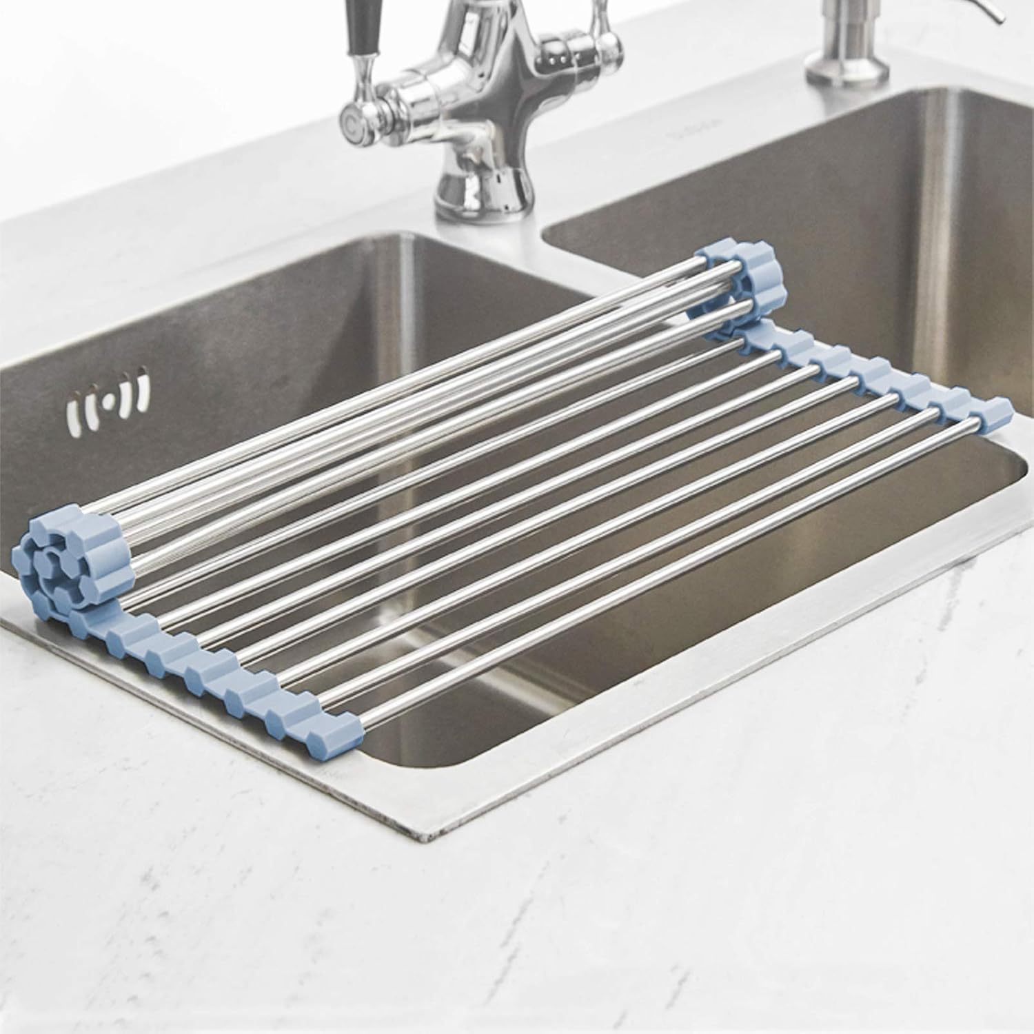 Over The Sink Dish Drying Rack，Foldable Dish Drainer, Gray + 4 Piece Wood Chisel Sets Woodworking Tools Set