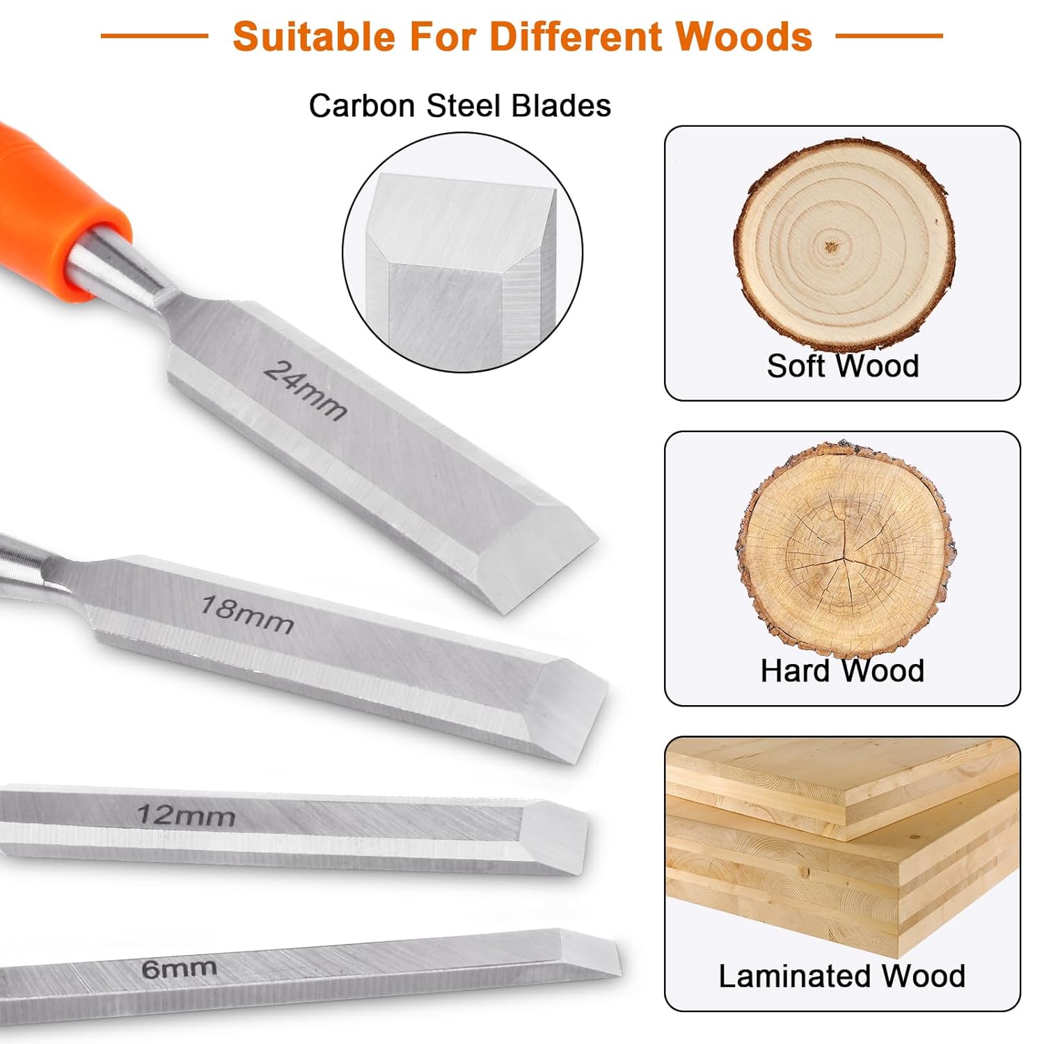 Craft Hole Punch, Kids Hole Punch, Earring Punch Card Tool, Handheld Hole Puncher+ 4 Piece Wood Chisel Sets Woodworking Tools Set