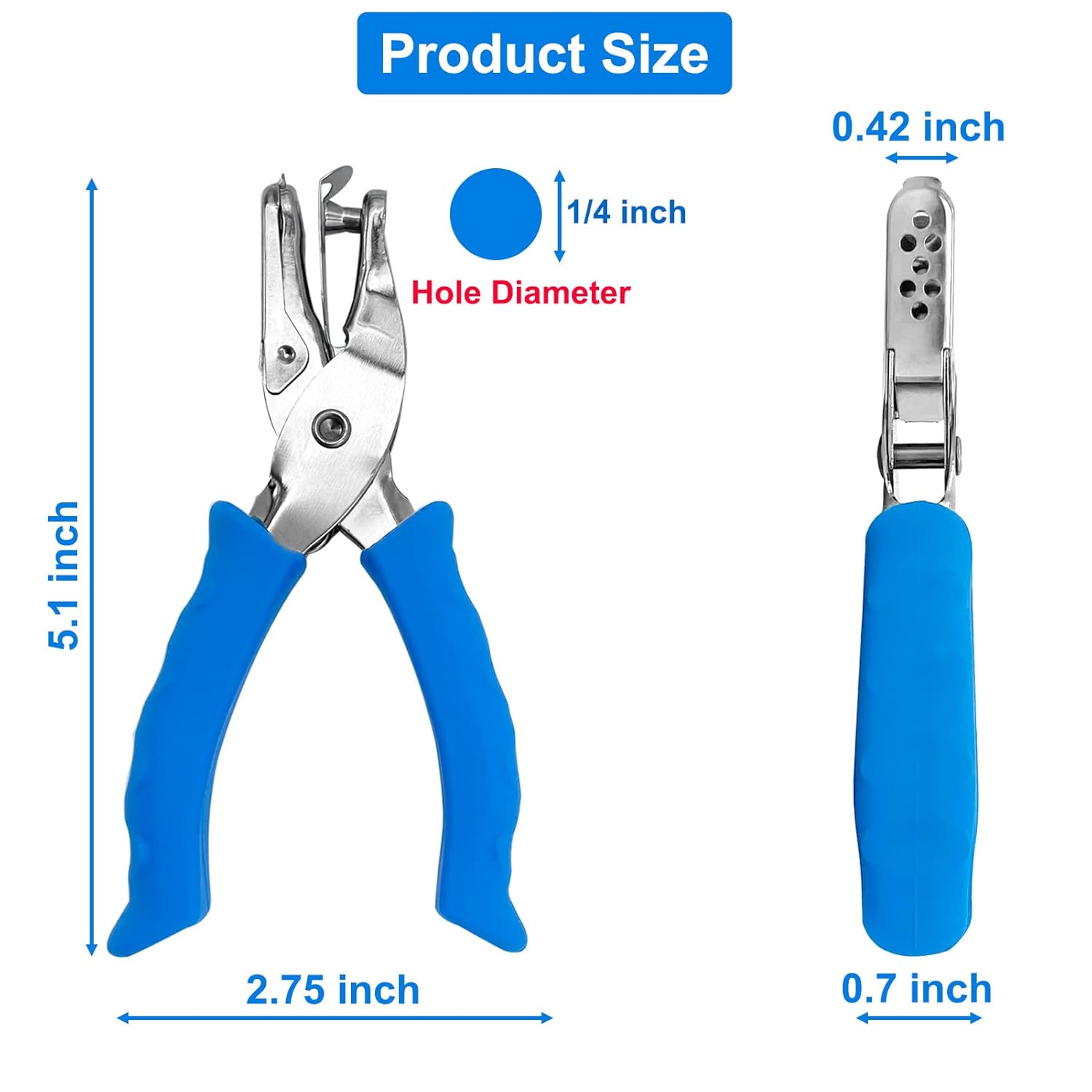 Single Hole Punch 1/4” Paper Hole Puncher for Crafts, One Hole Punch with Blue Soft Grip Handle+Aluminum Alloy Lawn and Garden Hand Tools for Planting