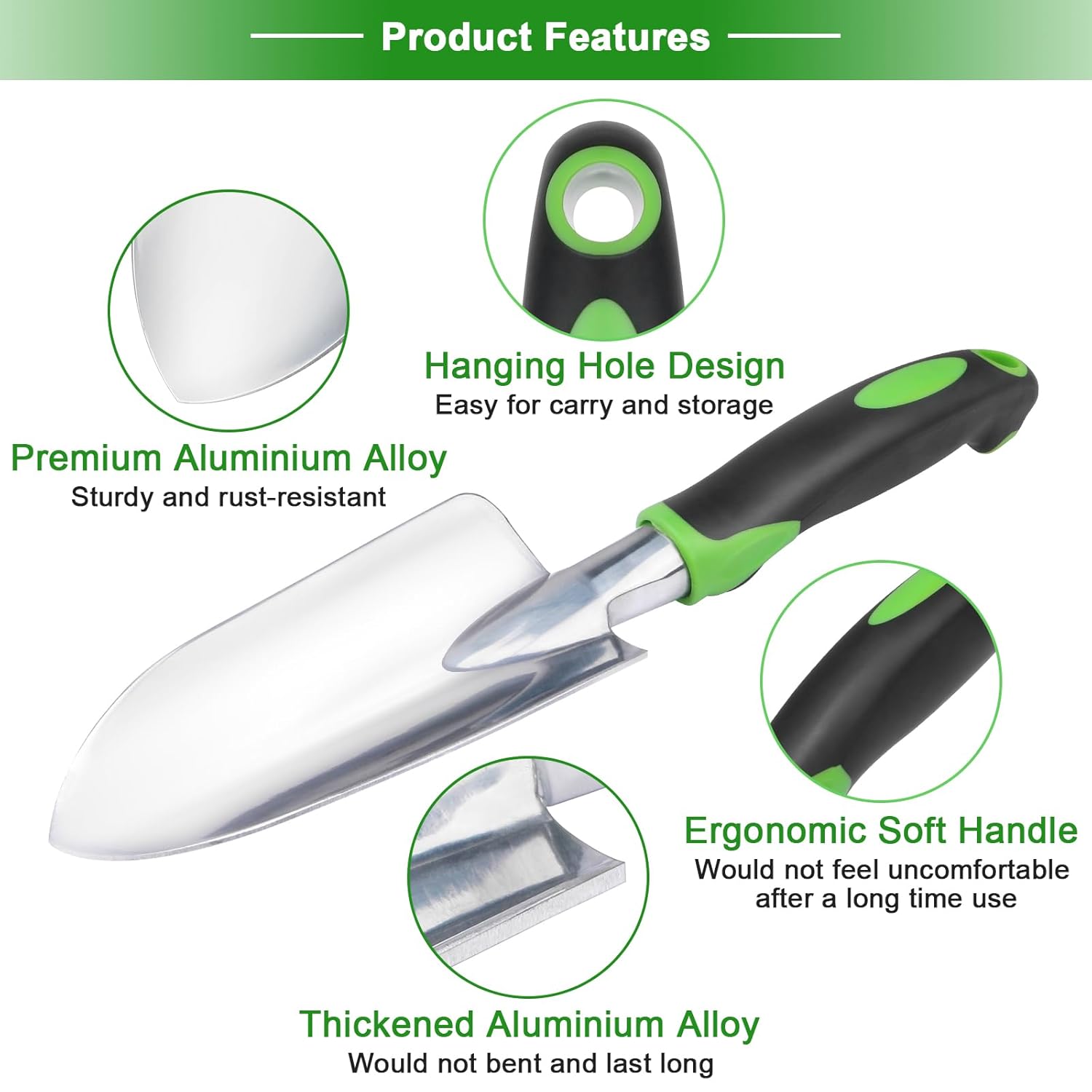 Single Hole Punch 1/4” Paper Hole Puncher for Crafts, One Hole Punch with Blue Soft Grip Handle+Aluminum Alloy Lawn and Garden Hand Tools for Planting