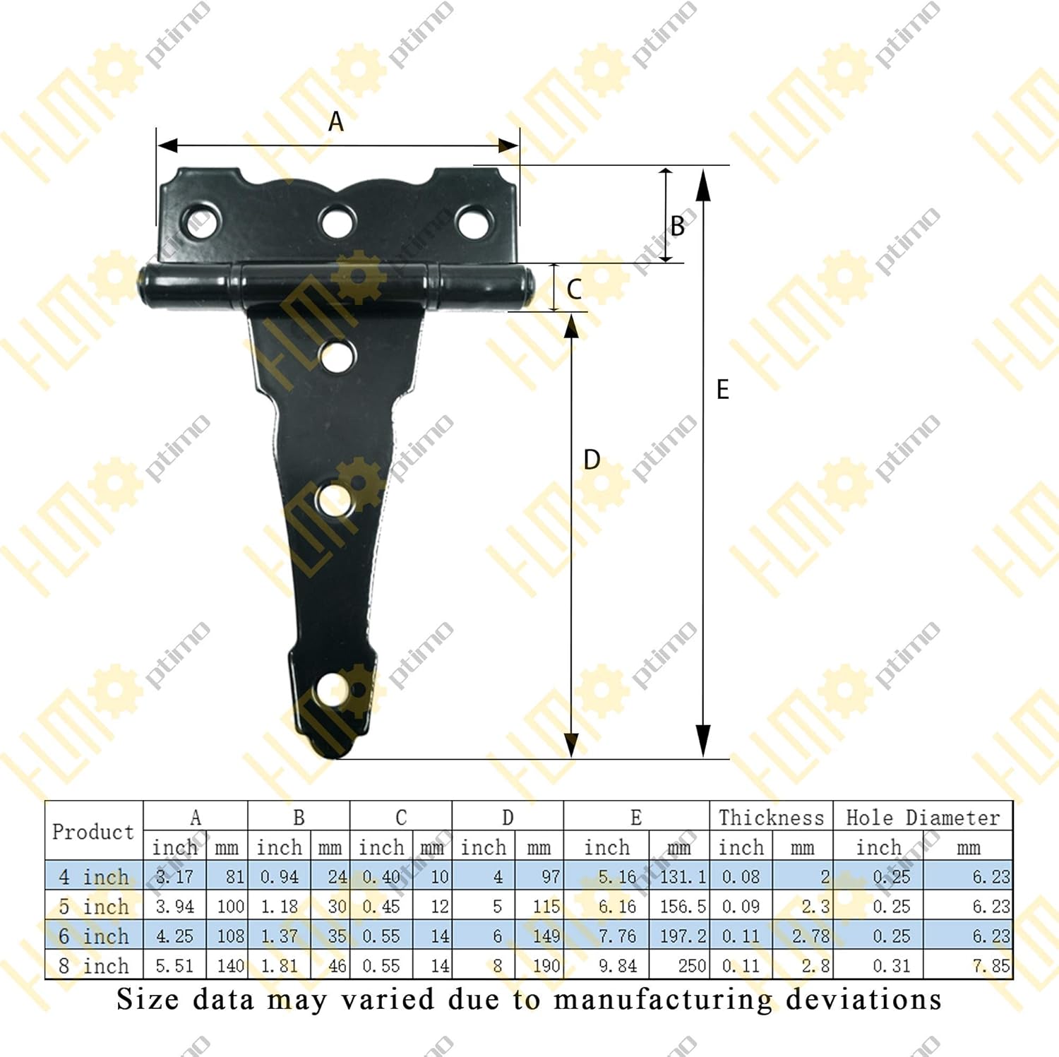 4 inch Strap Hinges - Heavy Duty, Rustproof, Classic Antique Shed Door Hinges 6, 4 inch