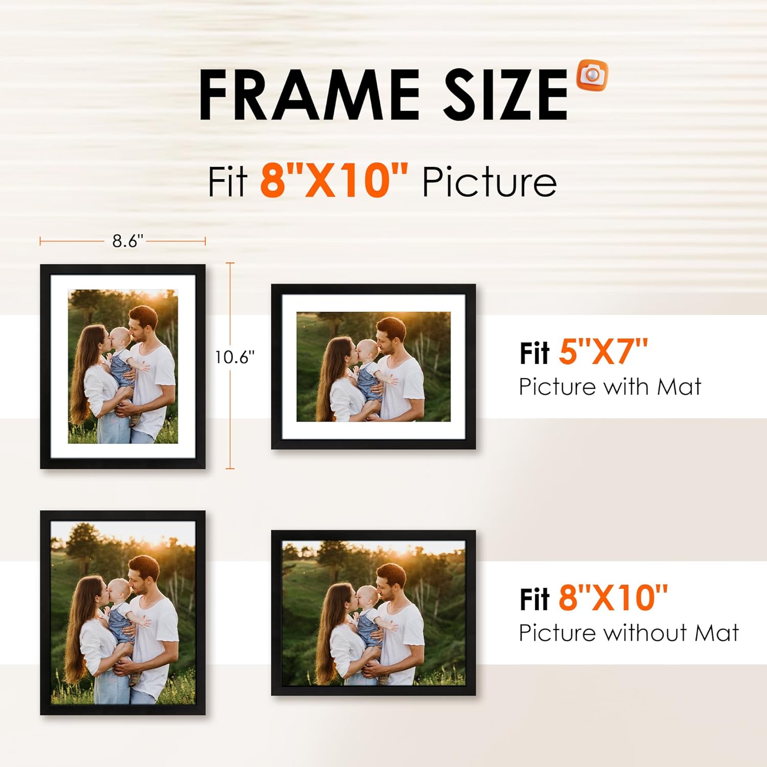 8x10 Picture Frame Set of 2 & White 8x10 Picture Frame Set of 2