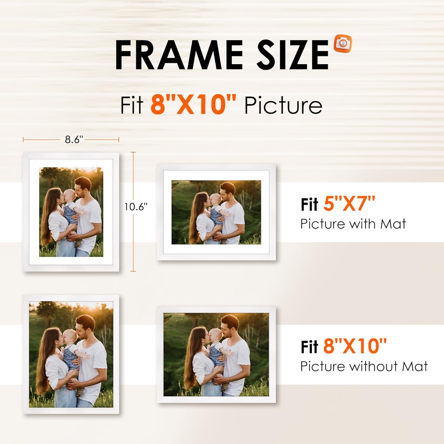 8x10 Picture Frame Set of 2 & White 8x10 Picture Frame Set of 2