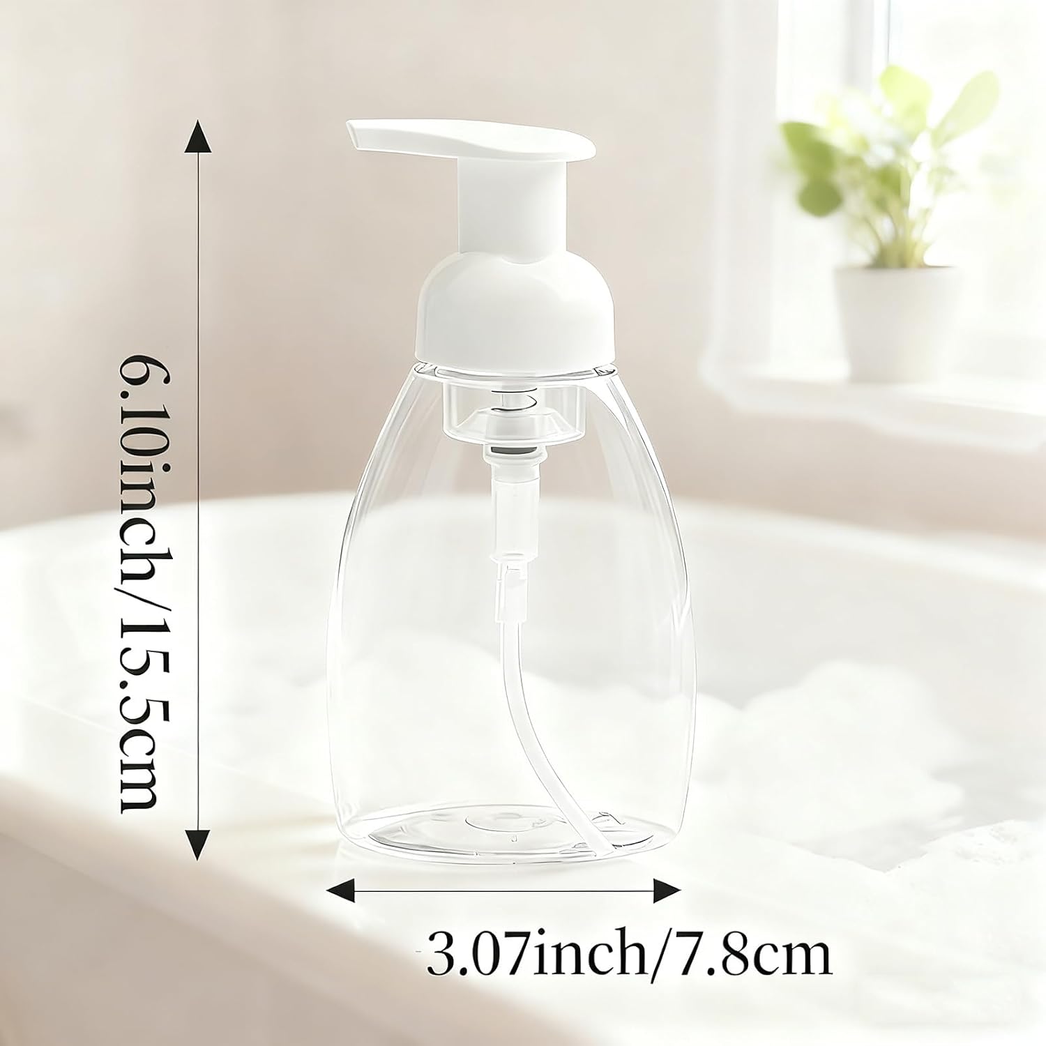 2-Pack Foaming Soap Dispenser Pump Bottles,Foam Hand Soap Dispenser with Refillable Plastic Container for Shampoo for Bathroom & Kitchen-Clear,8 oz 250ml