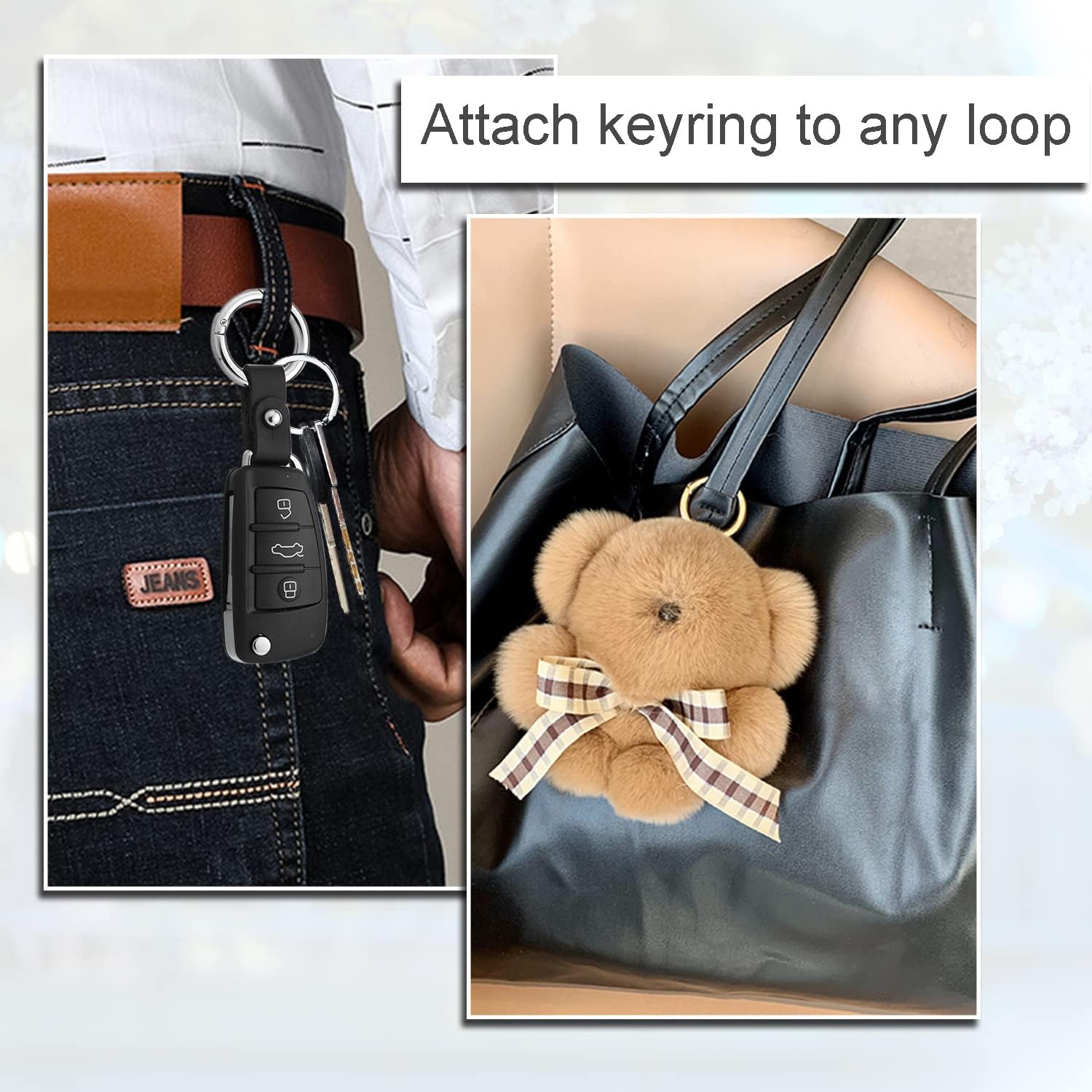 10Pack 1 Inch Metal Spring O Rings Clip Keychain, Round Carabiner Clips Keyrings Snap Hook Buckle, Purse Shoulder Bag Chain Rings Clip Replacement Paracord Keychain Lanyard Leather DIY Crafts Black