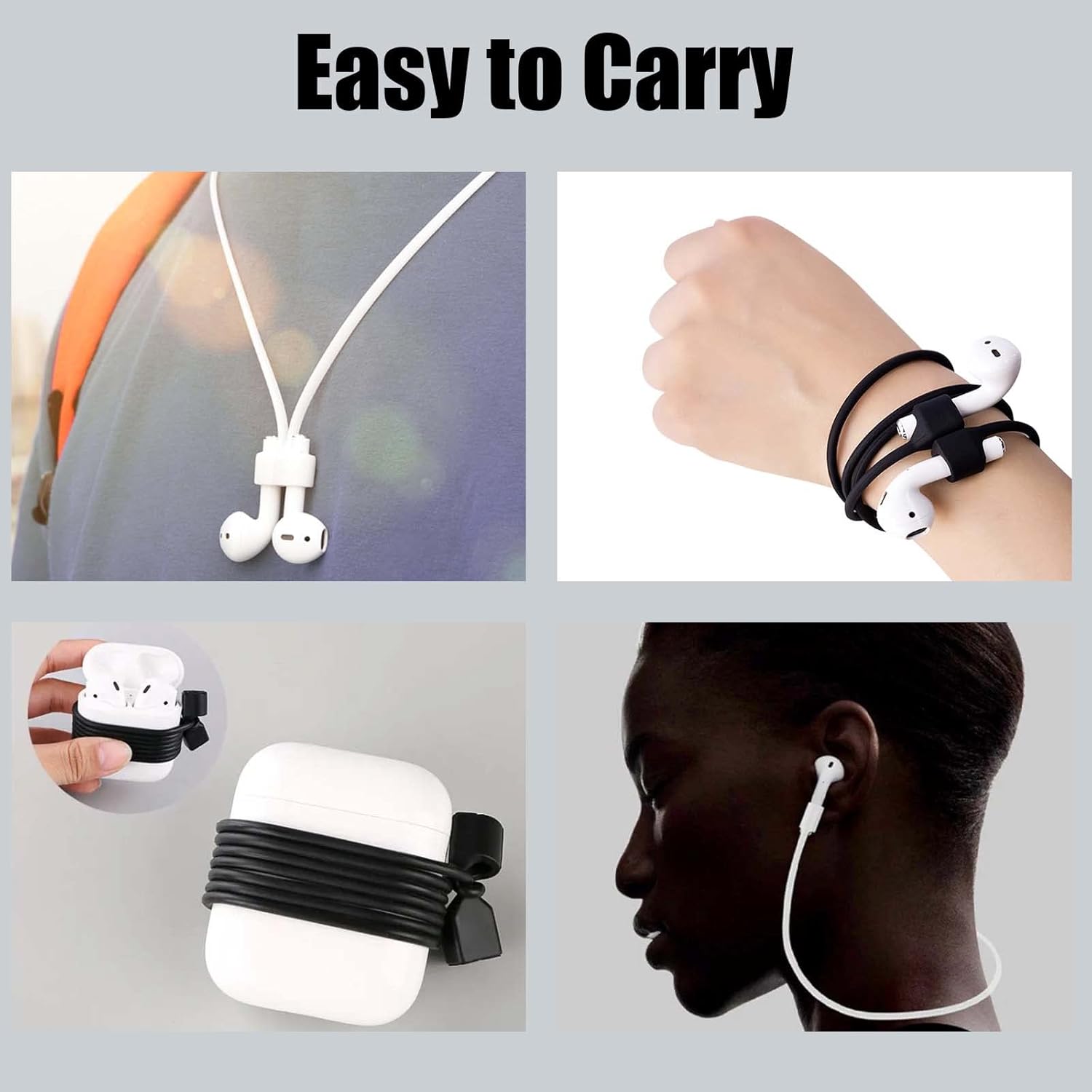 Airpod Strap,Magnetic Anti-Lost Air Pod Neck Strap Lanyard for AirPods 4/3/2/1,AirPod Pro 2/1 Soft Silicone Airpods Accessories Holder Strap for Running,Fitness,Dancing White/Blue/Black