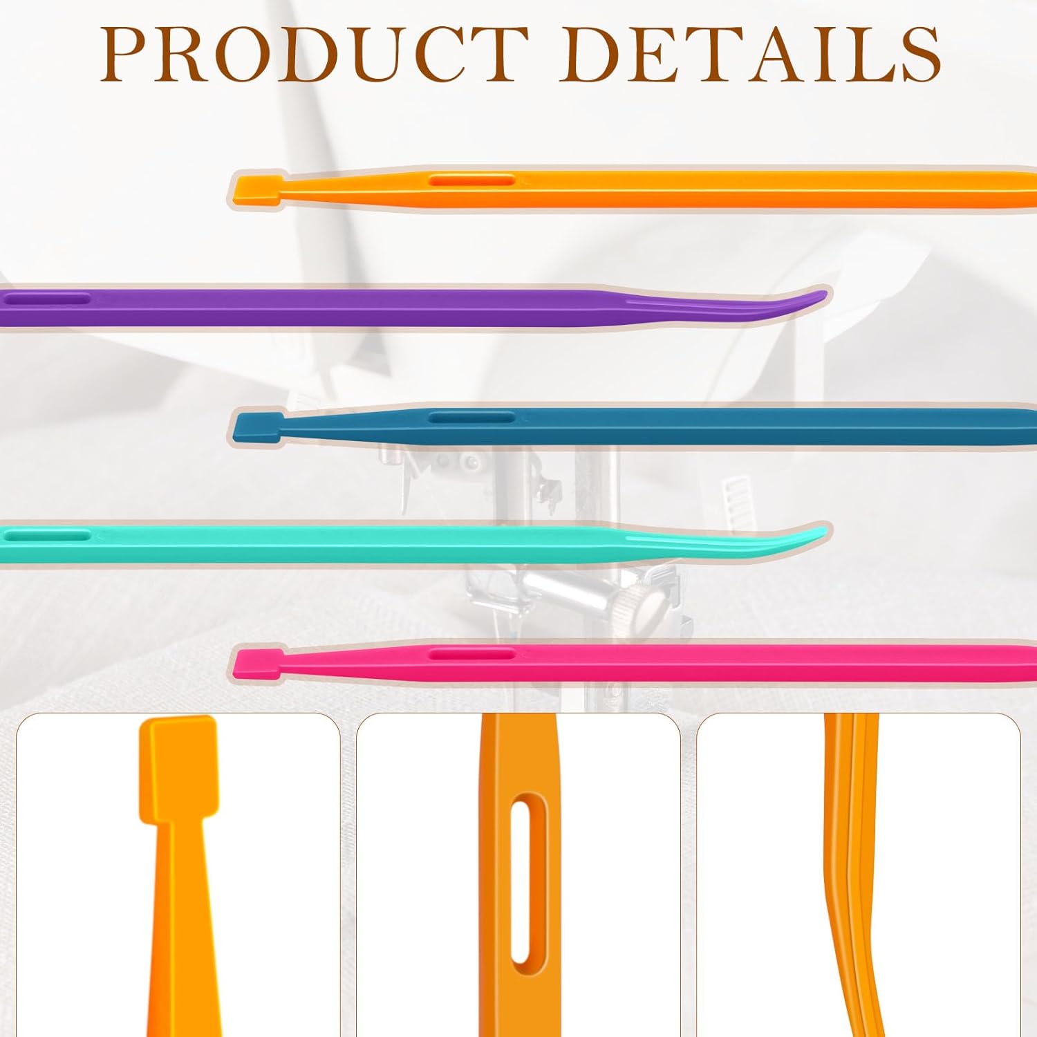 Drawstring Threader Tool,5Pcs Purple Thang Sewing Tool with Storage Bag Plastic Sewing Stiletto Tool Rope Threader Multifunctional Sewing Accessories for Craft Quilting Supplies