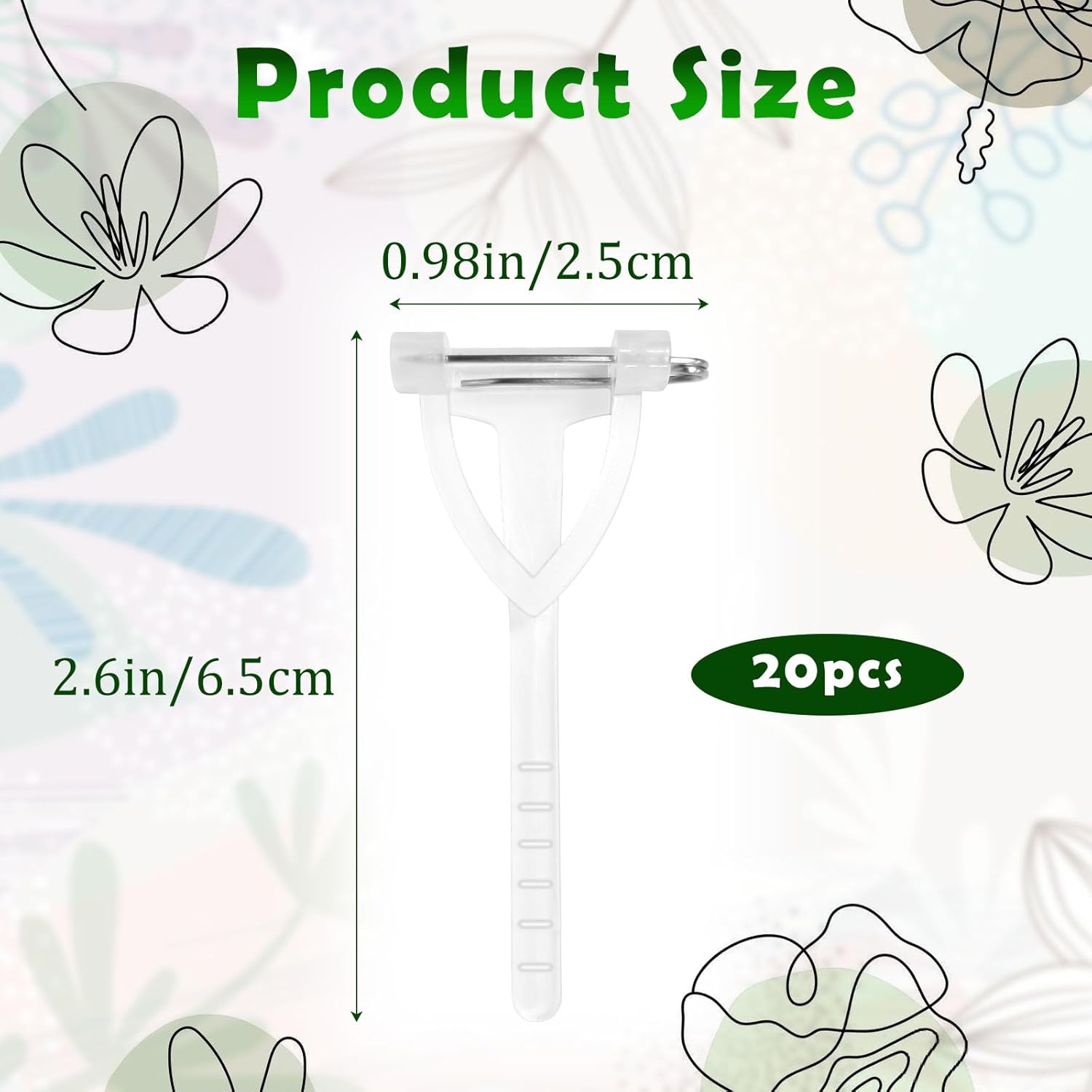 20Pcs Boutonniere Pins,Plastic Corsage Clips T-Shaped Boutonniere Clips for Weddings,Birthday,Festivals Floral Arrangement Fasteners for Suits,Formal Wear White