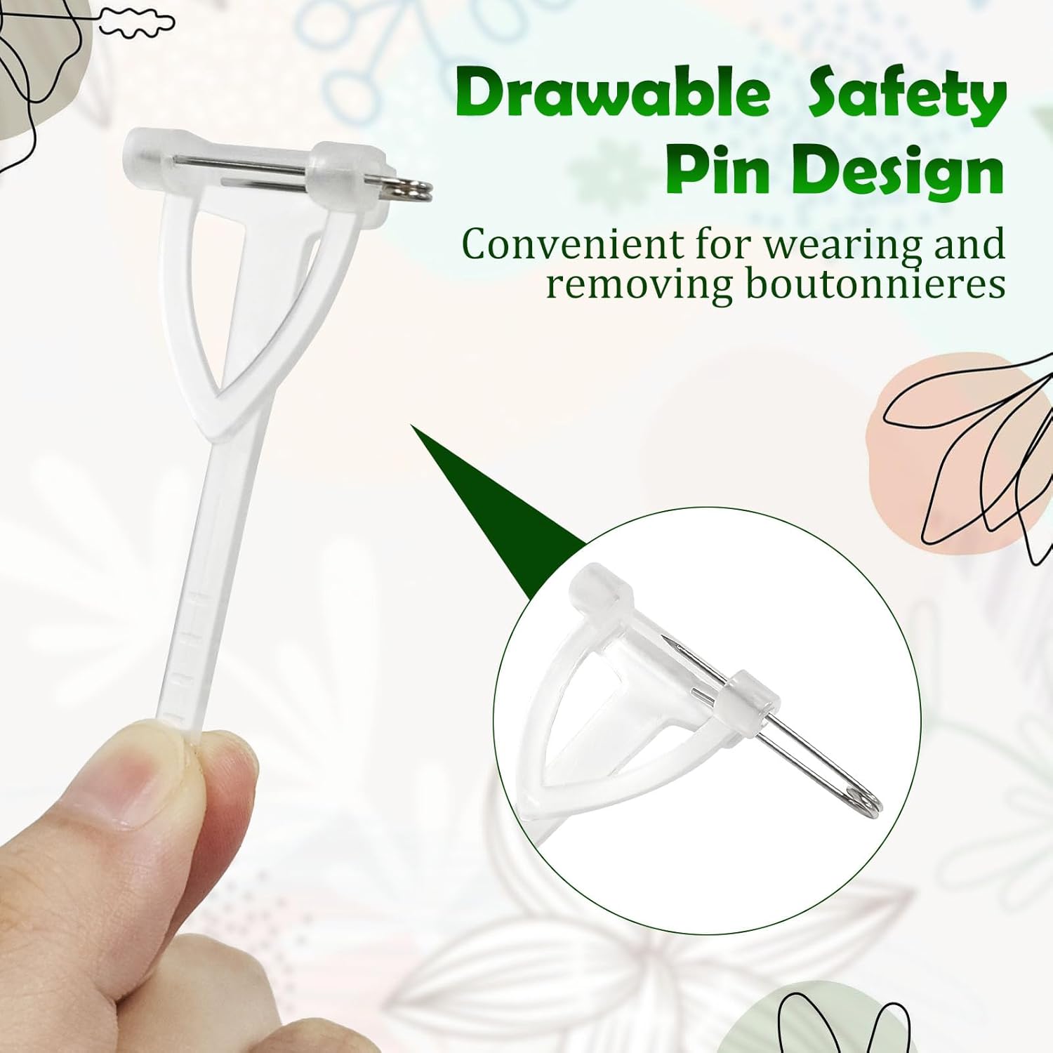 20Pcs Boutonniere Pins,Plastic Corsage Clips T-Shaped Boutonniere Clips for Weddings,Birthday,Festivals Floral Arrangement Fasteners for Suits,Formal Wear White