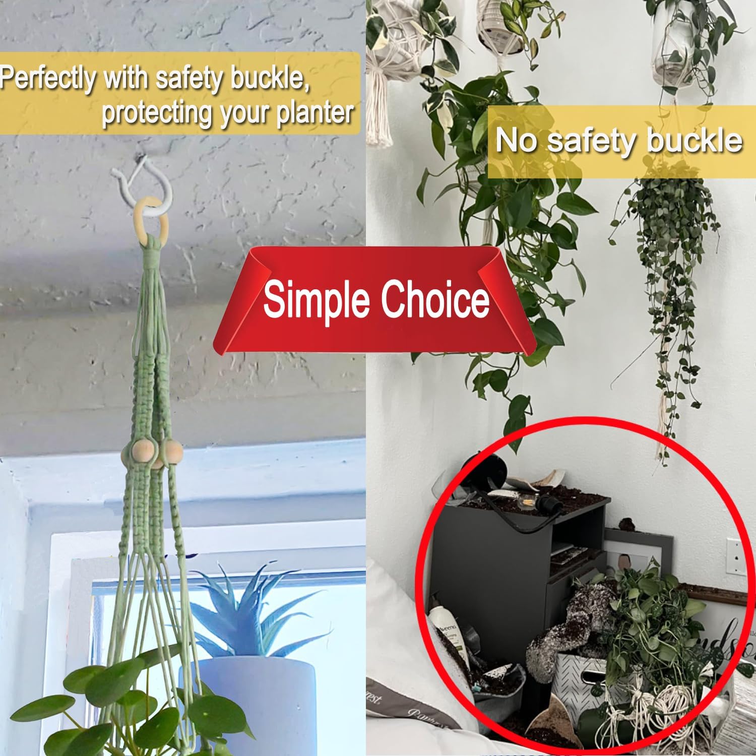20 Pack Q Hanger Hooks with Safety Buckle, Rustproof Screw Hooks for Hanging String Lights, Bird Feeder, Plants, Wind Chimes & Holiday Decorations, Holds Up to 40 lbs 2.2" White Vinyl Coated