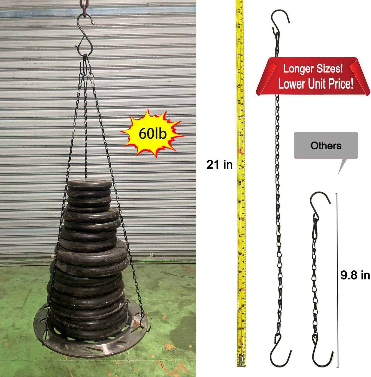Chain for Hanging Plants, Adjustable Hanging Chain with Hooks, 21 Inch, Black – 10 Pack Heavy Duty for Hanging Bird Feeders,Grow Lights, Potted Plants, Neon Sign, Christmas Wrea