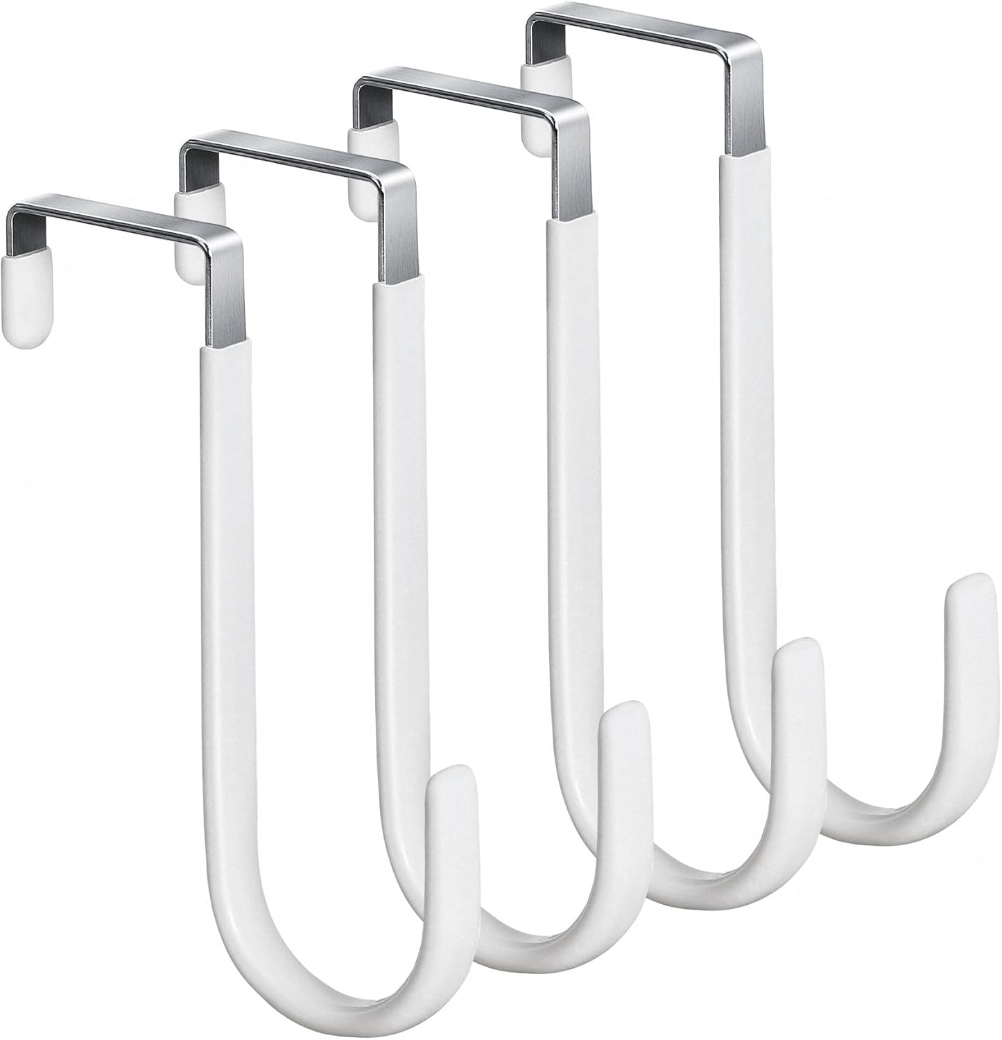 HOOSUN 4 Pack Over The Door Hooks,5 in Hooks for Hanging Heavy Duty Door Hanger,Towel Hanger Hook Holders,Over Door Hangers Hooks Door Hanger Hooks for Hanging Clothes,Towels,Hats,Coats,Bags White