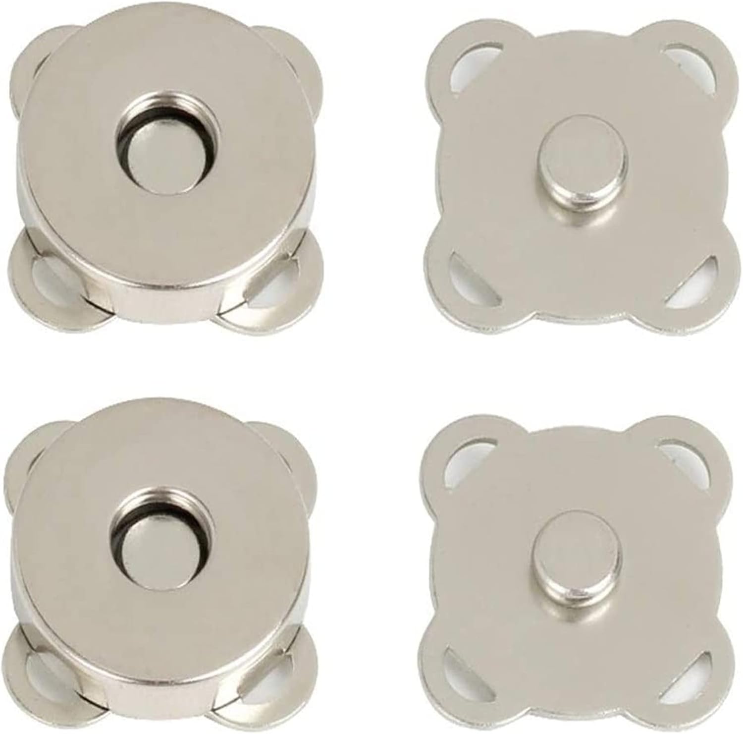 Magnetic Snaps Buttons Plum Magnetic Snap Closures for Purses Bags Clothes Handbags Scrapbooking,Magnetic Purse Closure Fasteners,Sewing on Magnetic Snaps for DIY Craft 15mm Silver