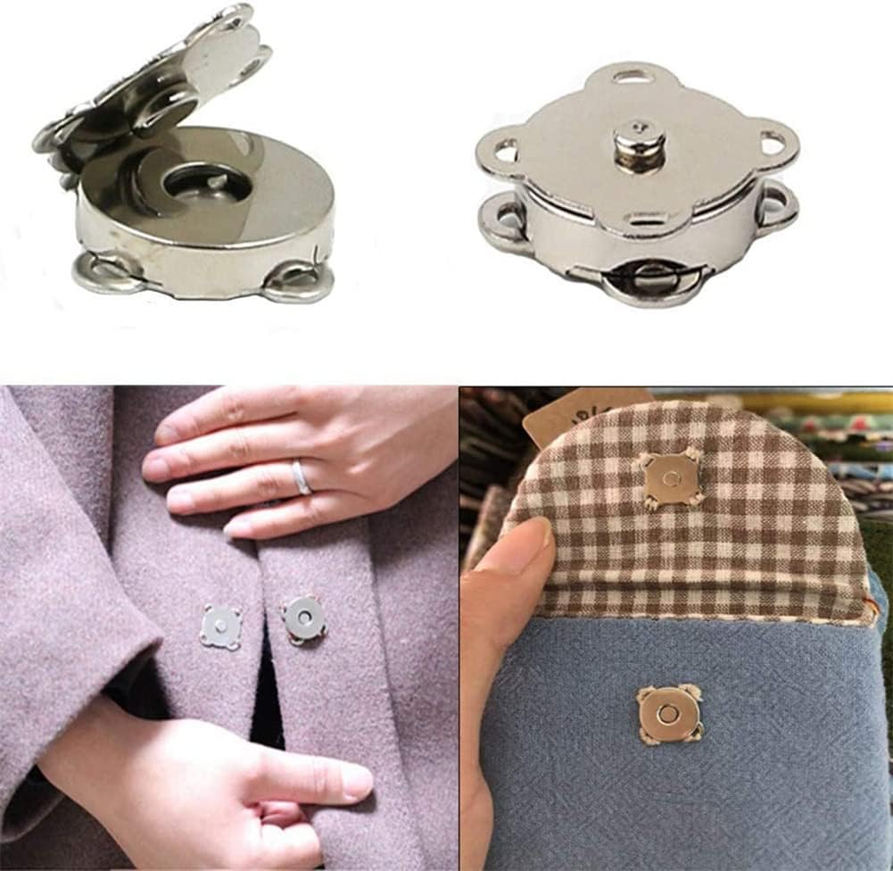 Magnetic Snaps Buttons Plum Magnetic Snap Closures for Purses Bags Clothes Handbags Scrapbooking,Magnetic Purse Closure Fasteners,Sewing on Magnetic Snaps for DIY Craft 15mm Silver