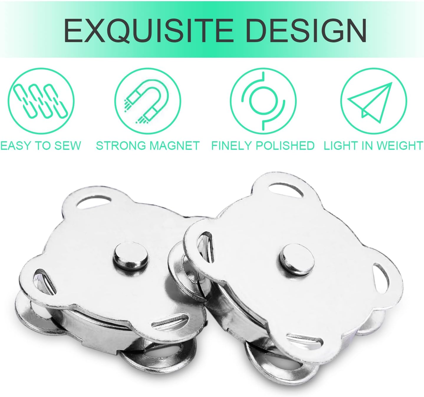 Magnetic Snaps Buttons Plum Magnetic Snap Closures for Purses Bags Clothes Handbags Scrapbooking,Magnetic Purse Closure Fasteners,Sewing on Magnetic Snaps for DIY Craft 15mm Silver