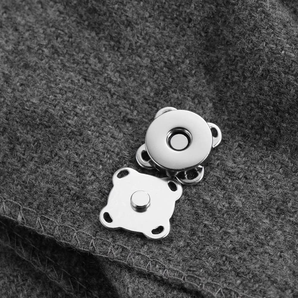 Magnetic Snaps Buttons Plum Magnetic Snap Closures for Purses Bags Clothes Handbags Scrapbooking,Magnetic Purse Closure Fasteners,Sewing on Magnetic Snaps for DIY Craft 15mm Silver