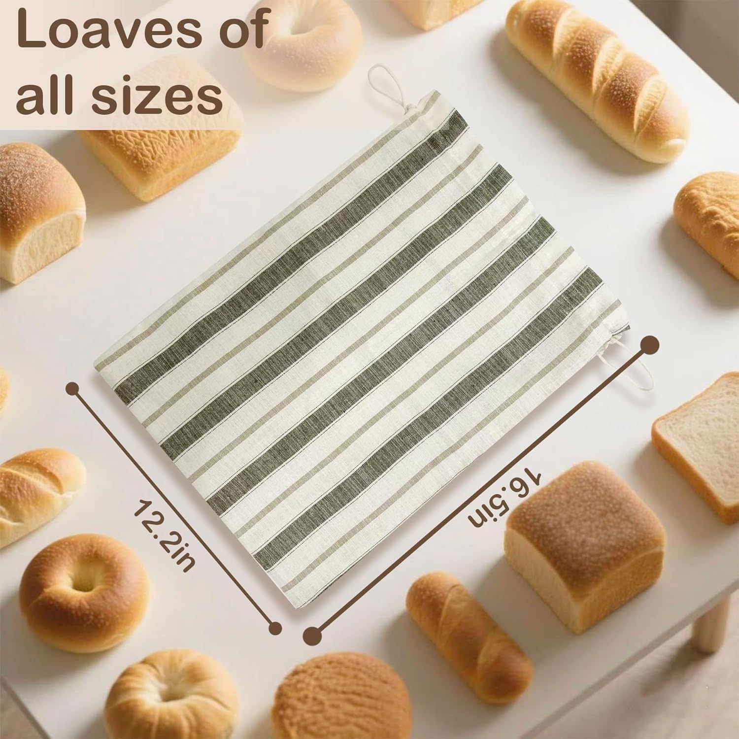 Premium Bread Bags for Homemade Loaves, XL Reusable Linen with Plastic Lining, Equipped with Convenient Drawstring for Ultimate Freshness, BPA-Free, Ideal for Sourdough & Artisan Breads, 1 PCS