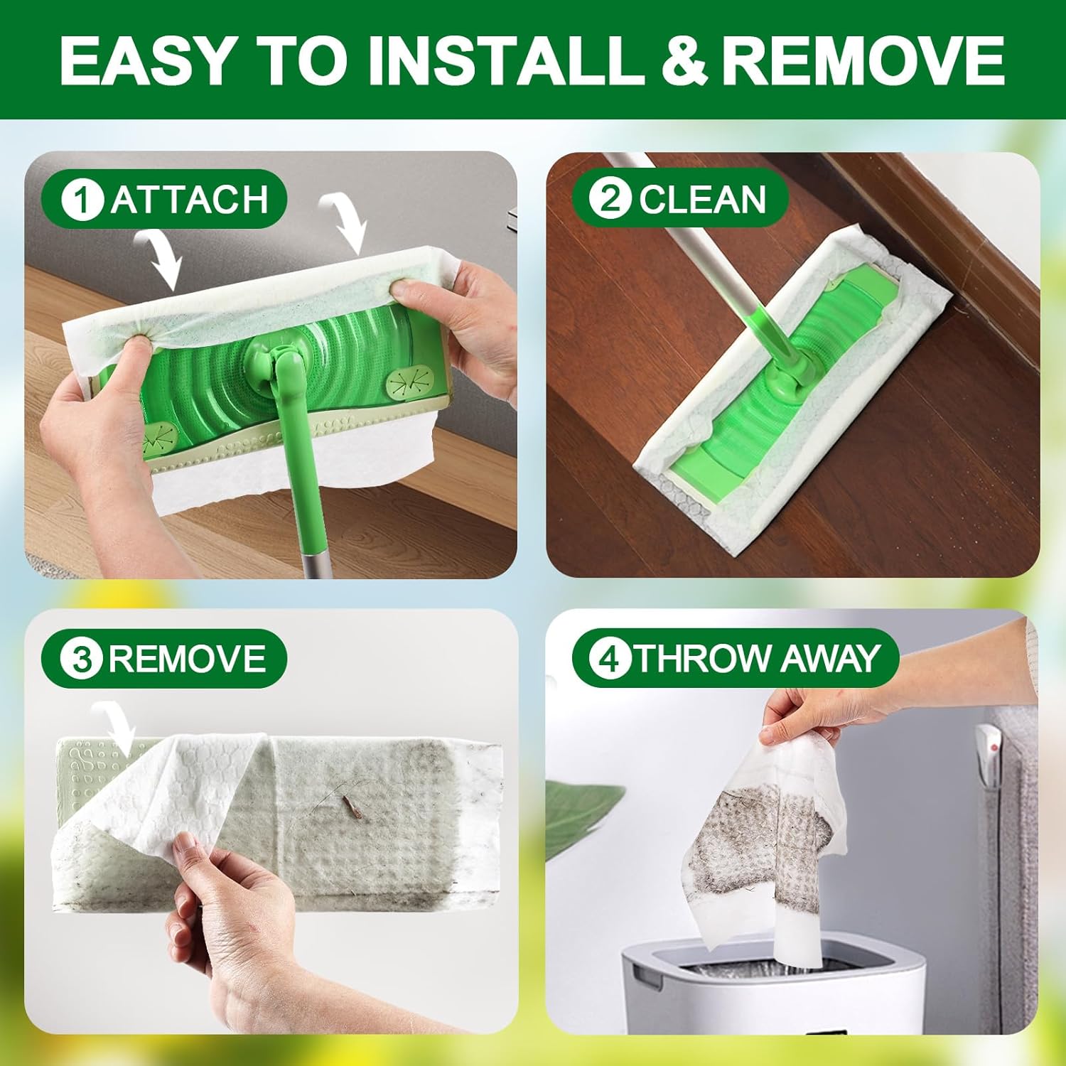 Dry Sweeping Cloths for Swiffer Sweeper Mop - 50 Count Disposable Dry Mop Refills Pad for Floor Mopping & Cleaning - Hardwood Floor Mop Cleaner Cloth Refill, Unscented Mop is not Included