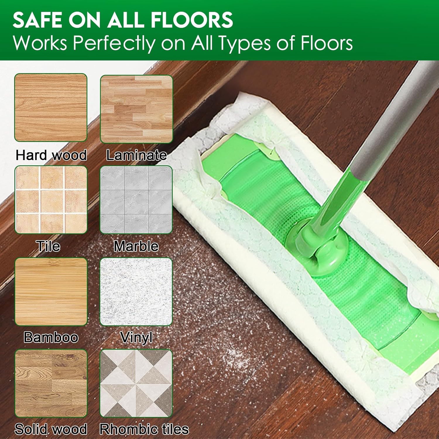 Dry Sweeping Cloths for Swiffer Sweeper Mop - 50 Count Disposable Dry Mop Refills Pad for Floor Mopping & Cleaning - Hardwood Floor Mop Cleaner Cloth Refill, Unscented Mop is not Included
