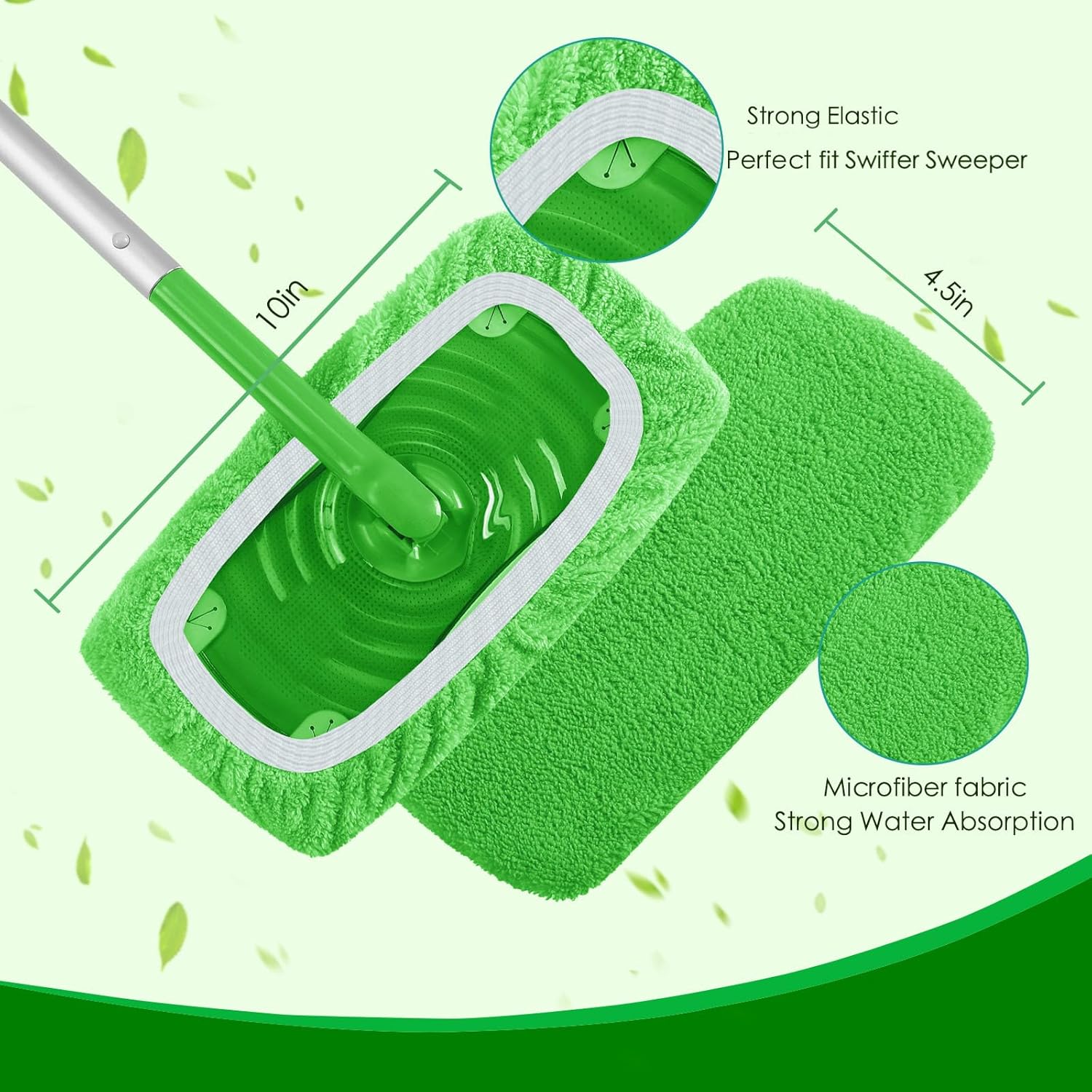 Reusable Microfiber Mop Pads for Swiffer Sweeper Mop - Dry Sweeping Cloths & Wet Mopping Cloths for Household Cleaning - Washable Wet Pads for Mopping Floors - 4 Pack Mop is not Included
