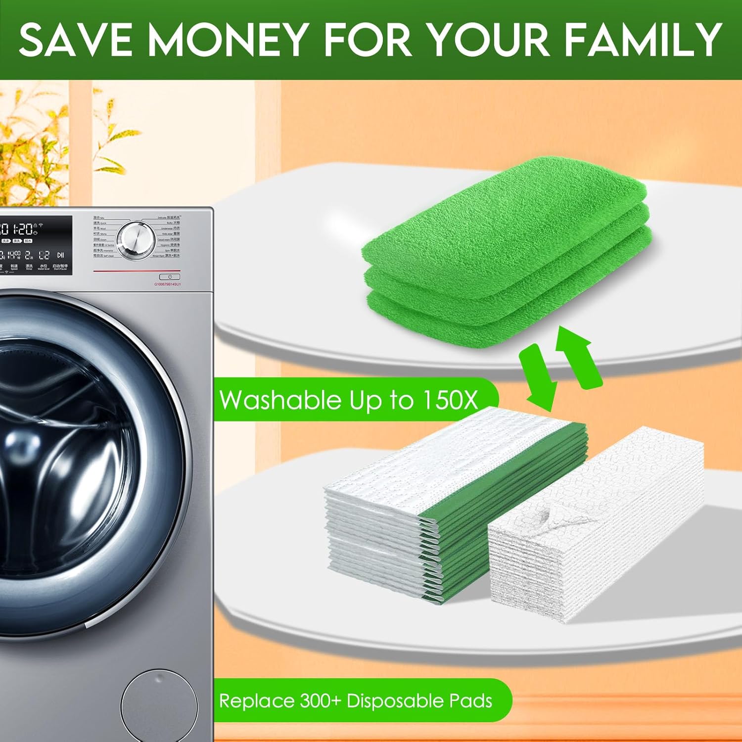 Reusable Microfiber Mop Pads for Swiffer Sweeper Mop - Dry Sweeping Cloths & Wet Mopping Cloths for Household Cleaning - Washable Wet Pads for Mopping Floors - 4 Pack Mop is not Included