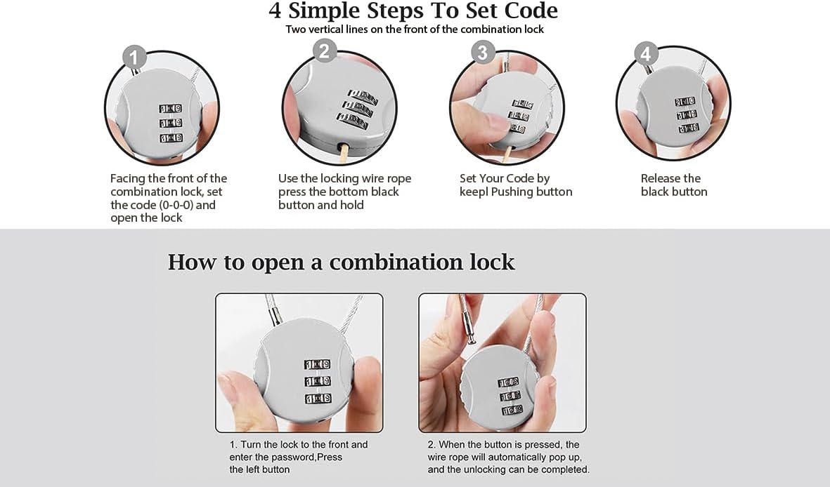 4 Pack Combination Padlock 3 Digit Luggage Lock Suitcase Lock, Outdoor Combination Lock Waterproof Small Lock for School, Gym Locker, Travel Bag Multicolor