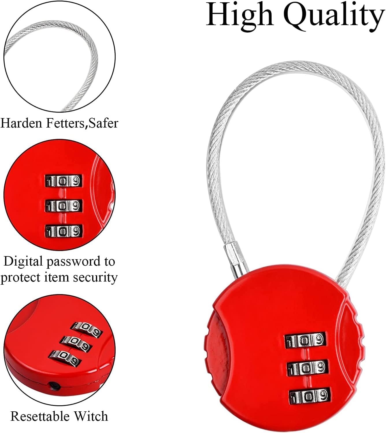 4 Pack Combination Padlock 3 Digit Luggage Lock Suitcase Lock, Outdoor Combination Lock Waterproof Small Lock for School, Gym Locker, Travel Bag Multicolor