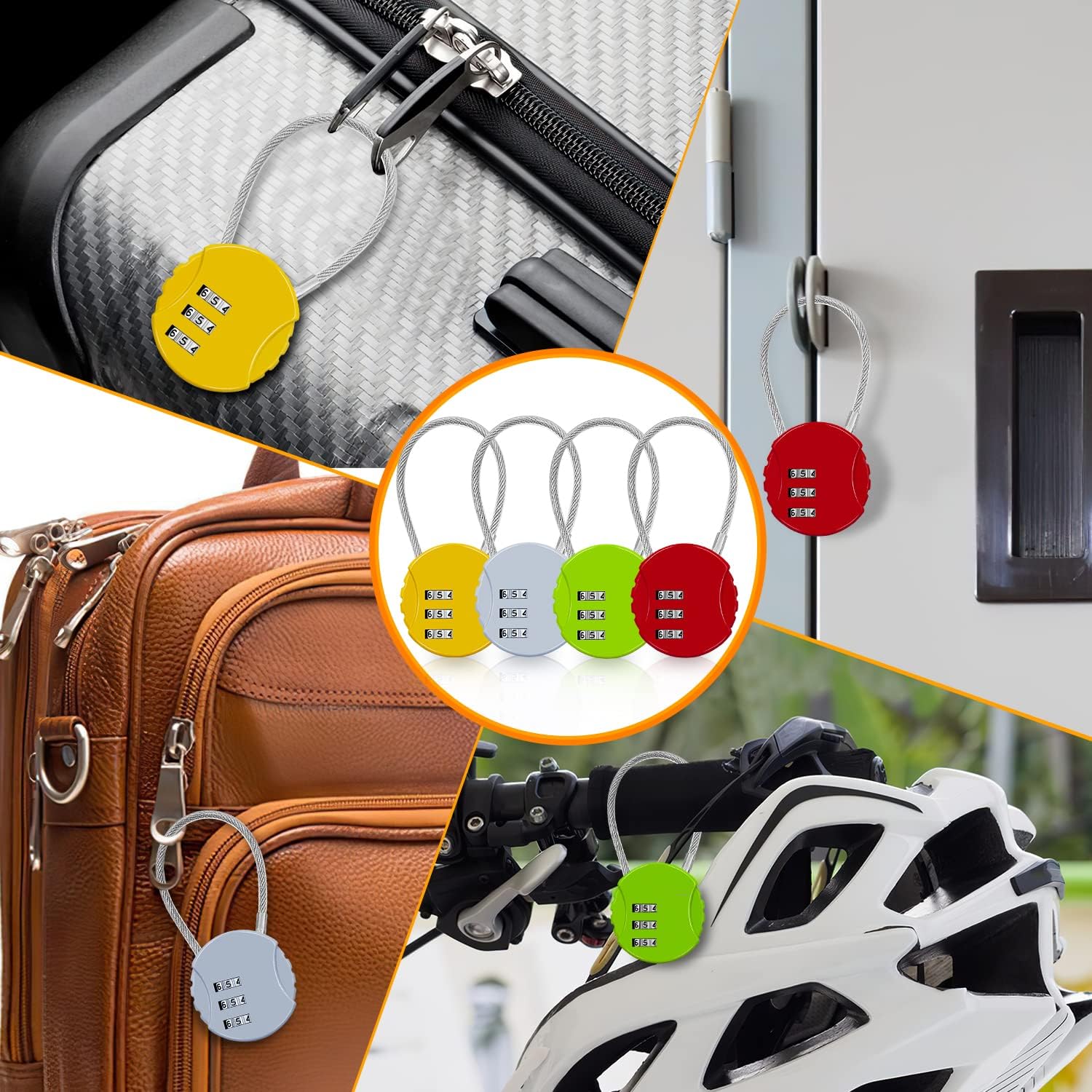 4 Pack Combination Padlock 3 Digit Luggage Lock Suitcase Lock, Outdoor Combination Lock Waterproof Small Lock for School, Gym Locker, Travel Bag Multicolor