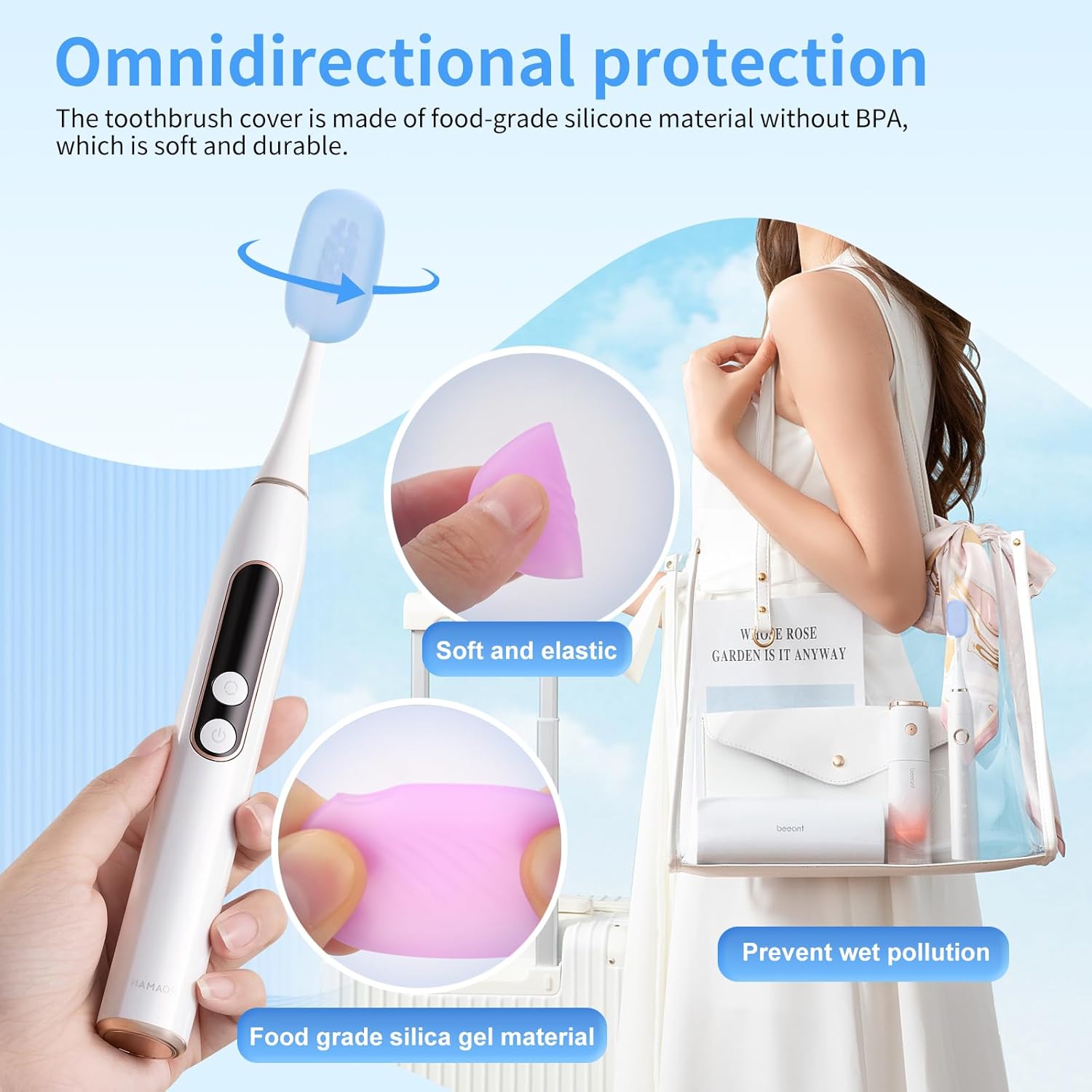 6 Pcs Toothbrush Covers Toothbrush Covers Caps，Replaceable Electric Toothbrush Head Cover Silicone Toothbrush Protector Cap for Household Travel, Bathroom, Gym，Camping