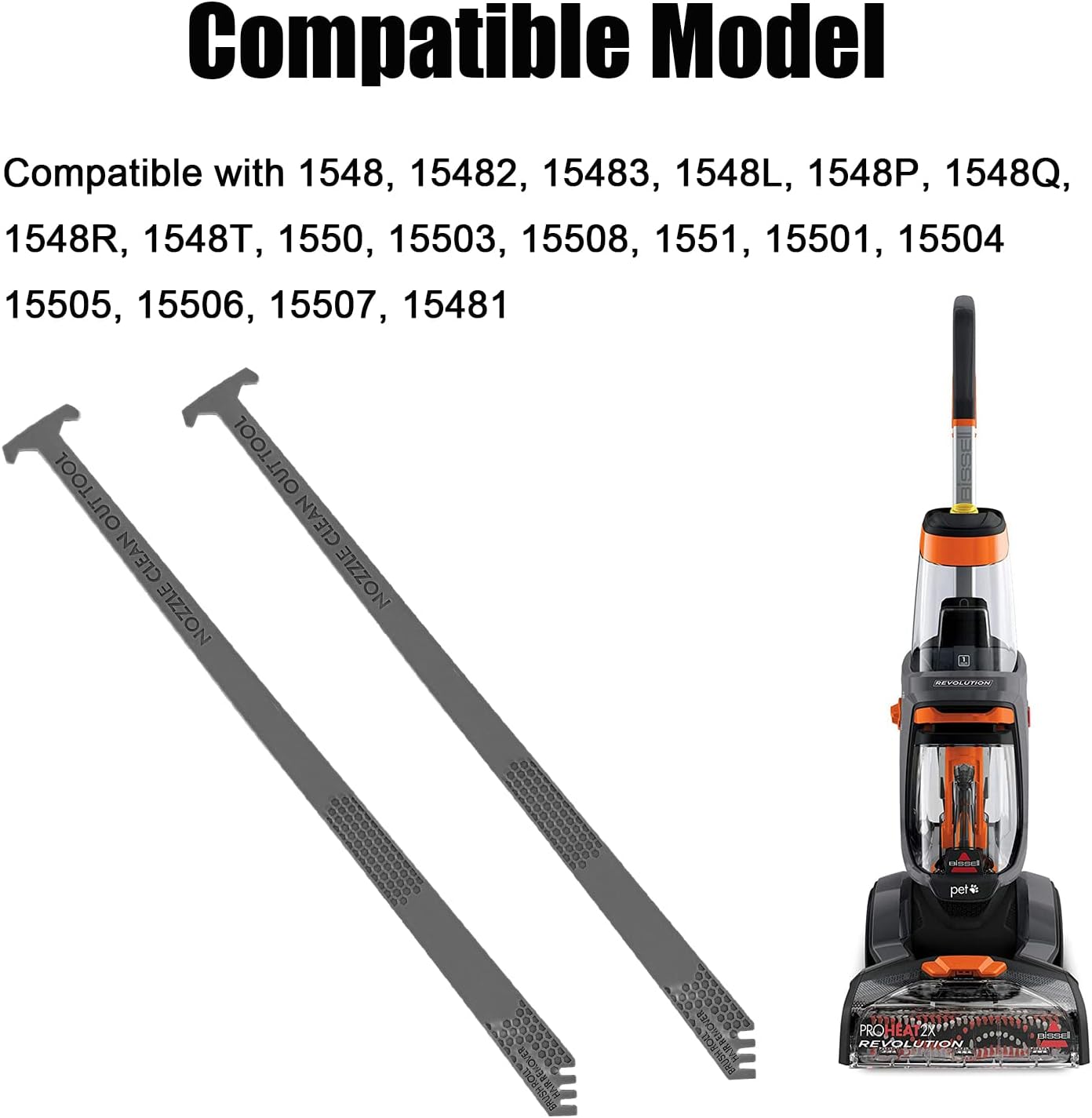 Replacement Carpet Cleaner Part Nozzle Clean Out Tool Compatible with Bissell ProHeat 2X Revolution Series Models 1548, 1550, 1551 2Pack
