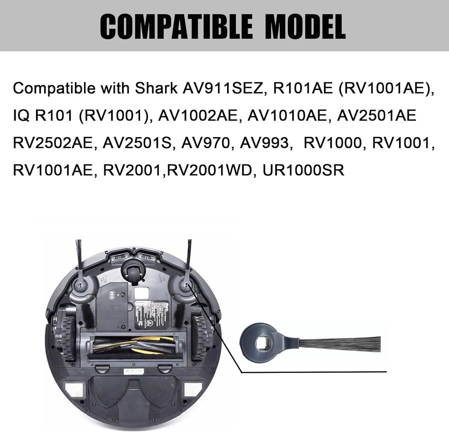 Replacement Side Brushes Compatible with Shark Vacuum Cleaner ION Robot IQ R101AE RV1001AE , IQ R101 RV1001 , RV1000 AV911S AV2501AE RV2502AE AI AV2501S, AV2501AE, RV2502AE, RV2520AOUS, AV2510AOUS