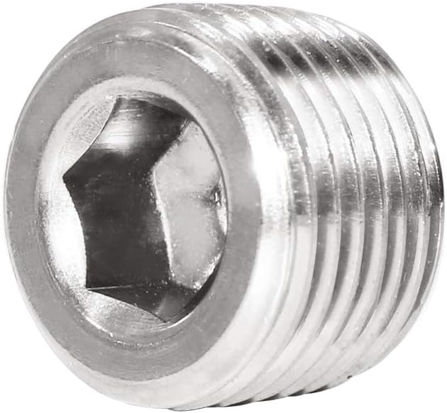 3/8" NPT Pipe Plug Male Thread Stainless Steel Fitting Countersunk Internal Hex Head Pack of 3