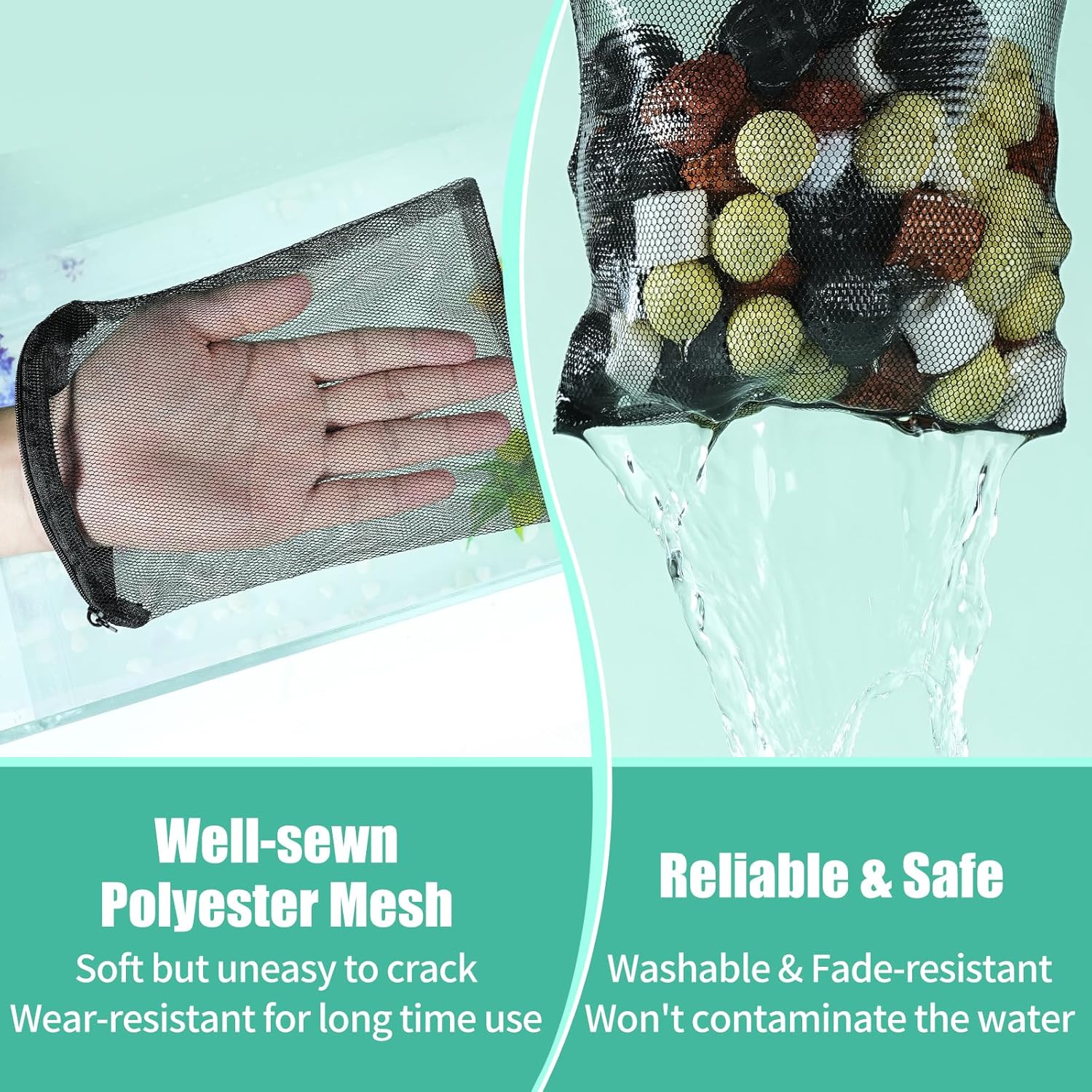 10pcs Aquarium Filter Media Bags, Fish Tank Coarse Mesh Bags with Plastic Zipper for Activated Carbon 5.5" x 8"