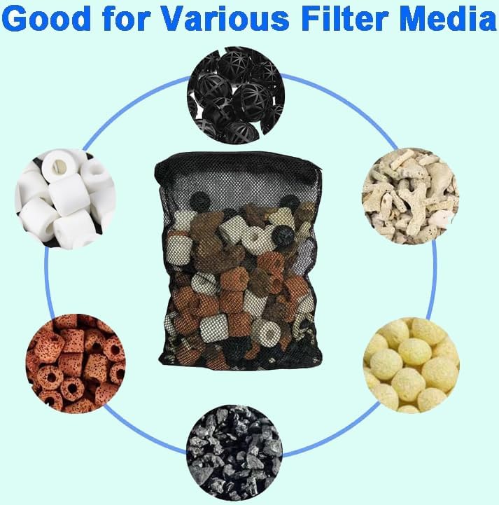 10pcs Aquarium Filter Media Bags, Fish Tank Coarse Mesh Bags with Plastic Zipper for Activated Carbon 5.5" x 8"