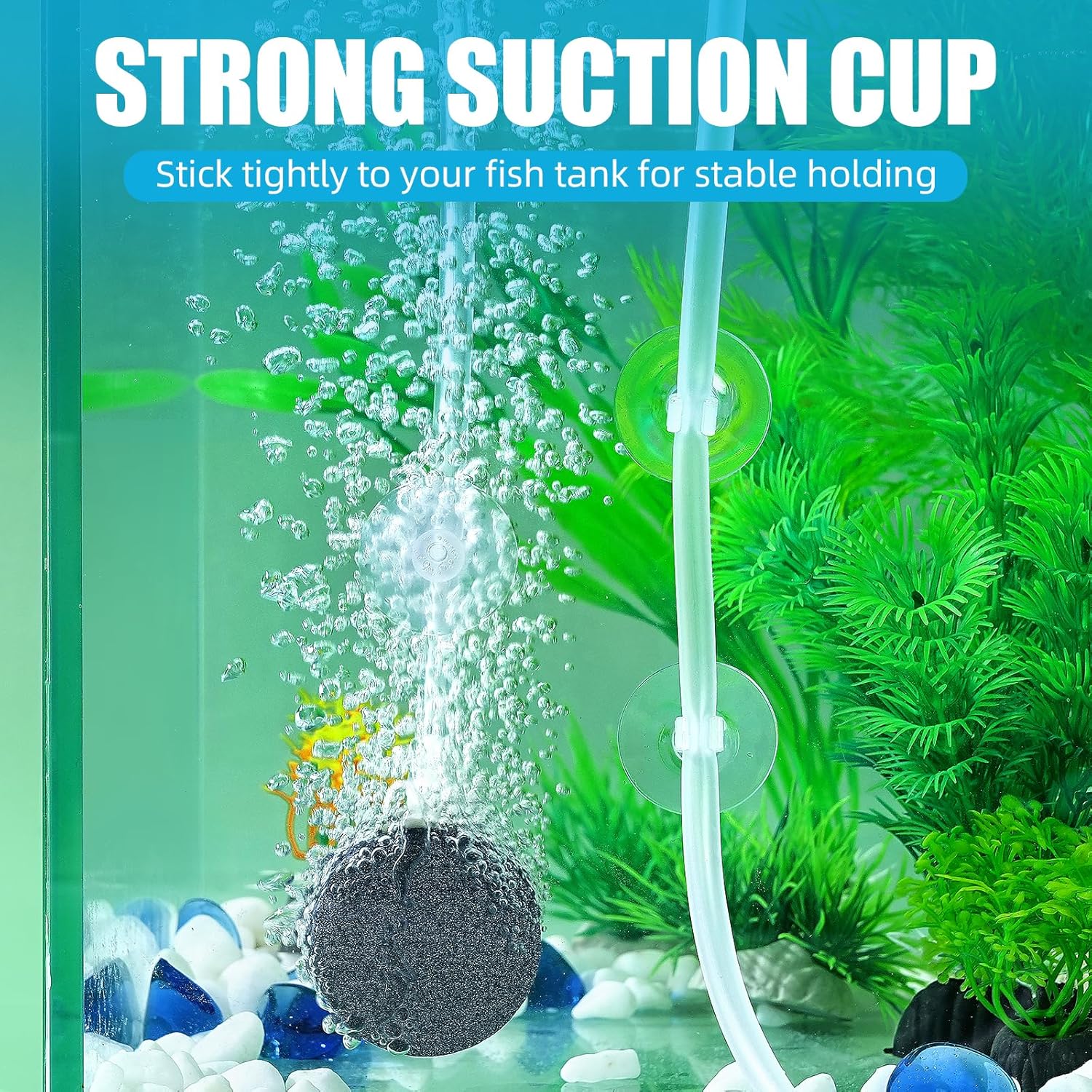 20 Pack Aquarium Suction Cups with Clips 3/16" air Hose and Adjtable Zip Ties for Aquarium Fish Tank Decoration Moss Shrimp Nest