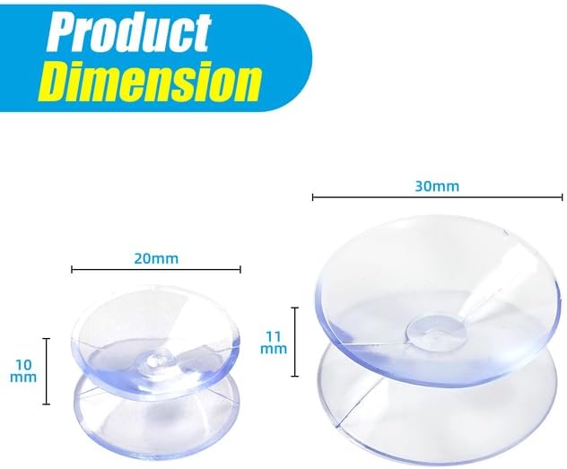 20 Pack 0.8 Inch Double Sided Suction Cups for Glass Table Top Home Organization