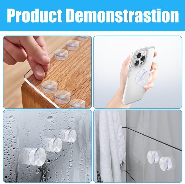 20 Pack 0.8 Inch Double Sided Suction Cups for Glass Table Top Home Organization