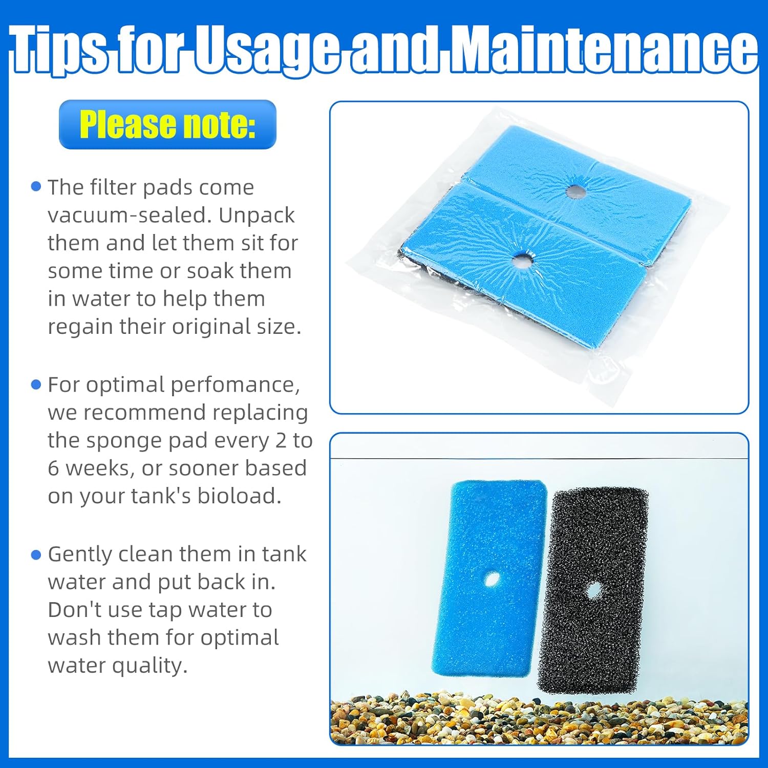 Replacement Pond Filter Pads Compatible with TotalPond 52231 and 52229 Pond Filter Box Sponge Filter Media Pad for Outdoor Koi Fish 2pcs