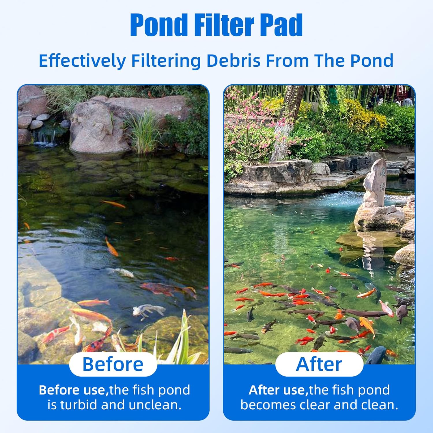 Replacement Pond Filter Pads Compatible with TotalPond 52231 and 52229 Pond Filter Box Sponge Filter Media Pad for Outdoor Koi Fish 2pcs