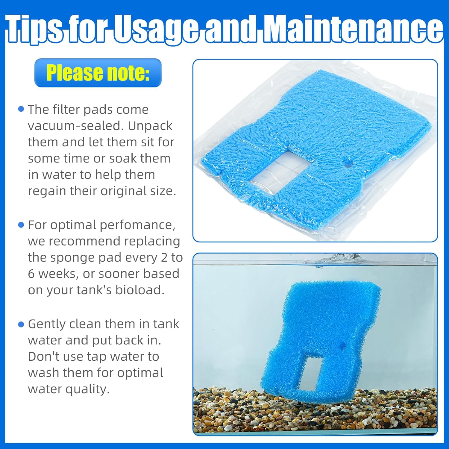 Replacement Sponge Filter Pad Compatible with VIVOHOME 530/660 GPH or CUF-6000 Pond Filter Pump Fountain 1pcs