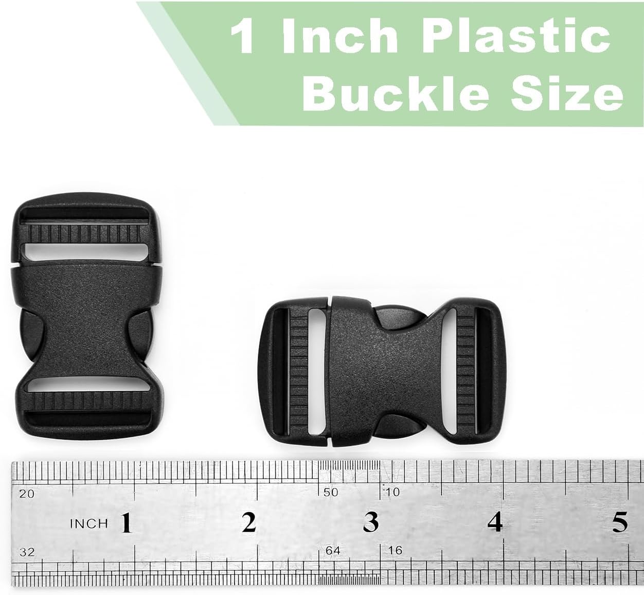 3pcs 1" Inner Dia. Plastic Buckles for Strap Replacement, Quick Side Release Buckles Outdoor Camping Backpack Clips for Dog Collar Nylon Webbing Belt Clip Dual Adjustable