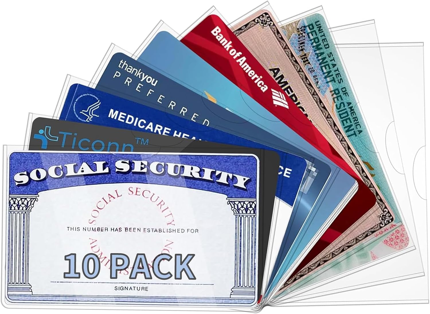 10 Pack Social Security Card Protector Medicare New Credit Card Holder,24 Mil Soft Clear Card for Waterproof SSN Card Protector，ID/Debit/Credit Card Covers Sleeve 10