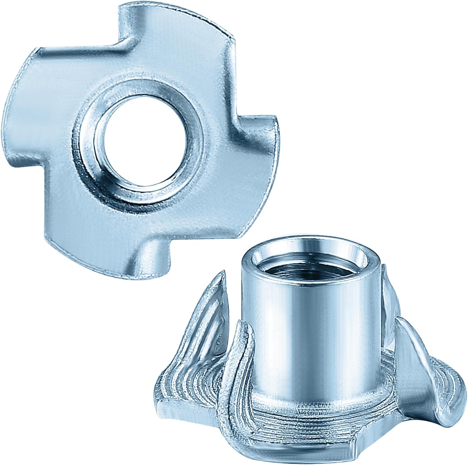 T-Nuts 1/4 * 20 100 pcs , zinc Plated Steel, for Wood, Climbing Holds and cabinets