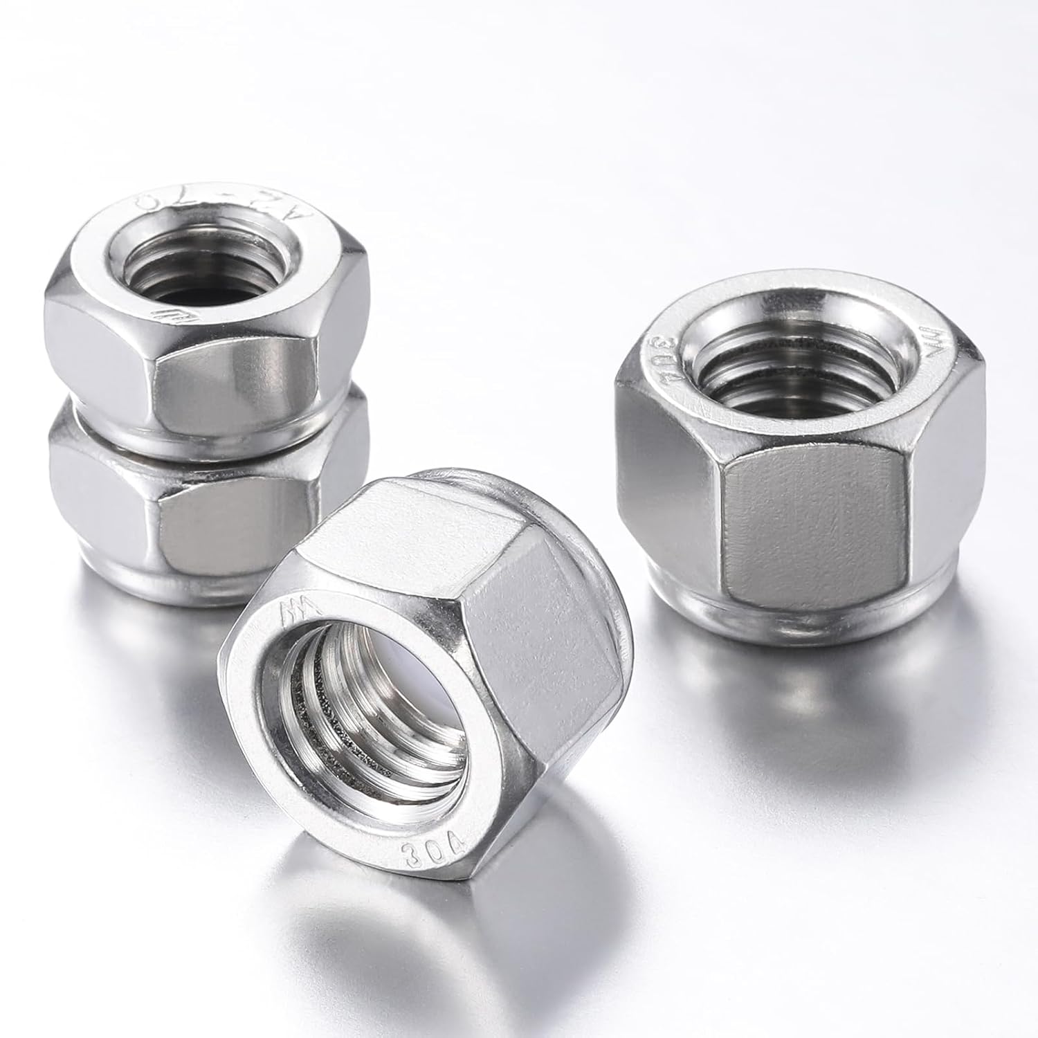 50pcs M8 Self Clinching Nuts 304 Stainless Steel Self-Lock Nylon Inserted Hex Lock Nuts