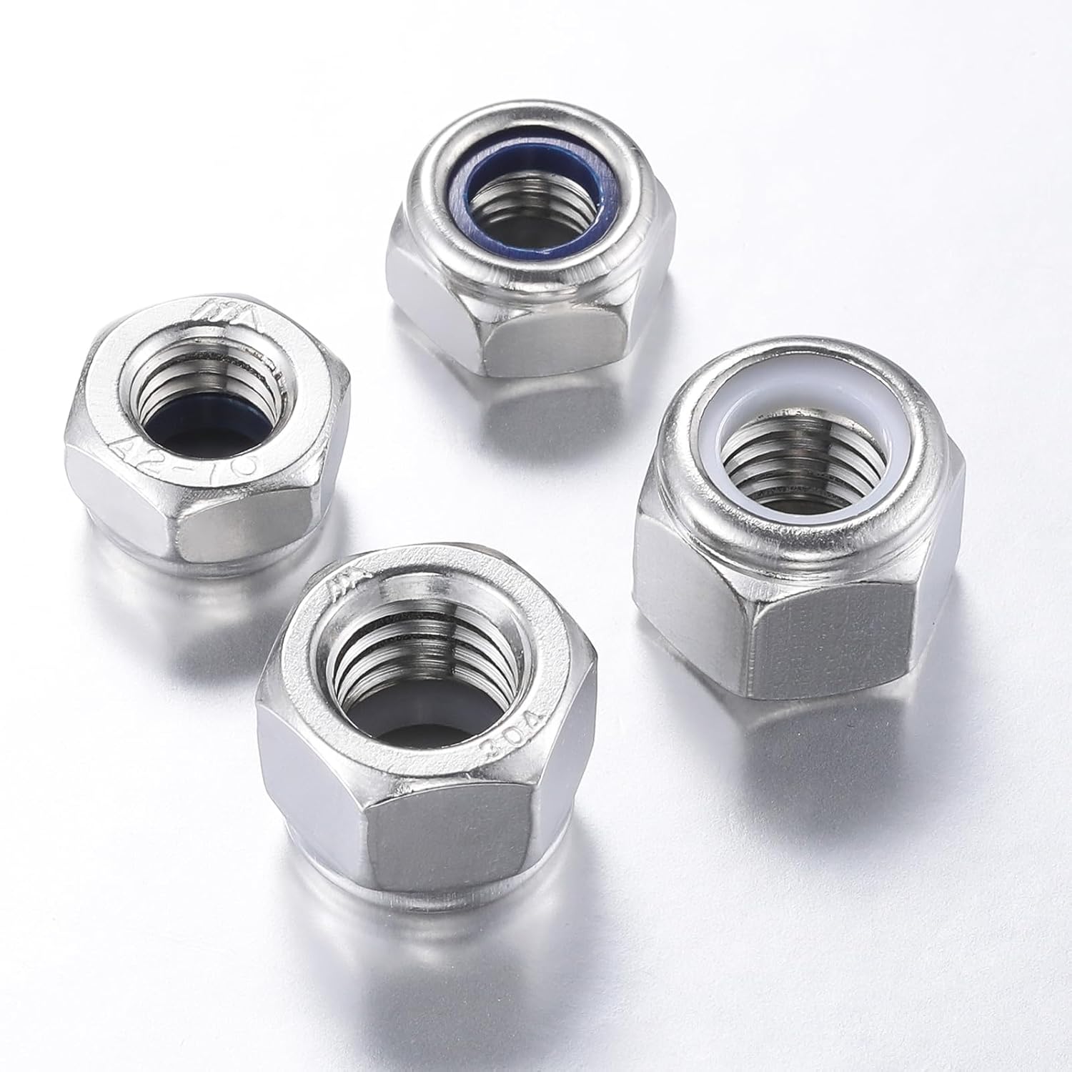 50pcs M8 Self Clinching Nuts 304 Stainless Steel Self-Lock Nylon Inserted Hex Lock Nuts