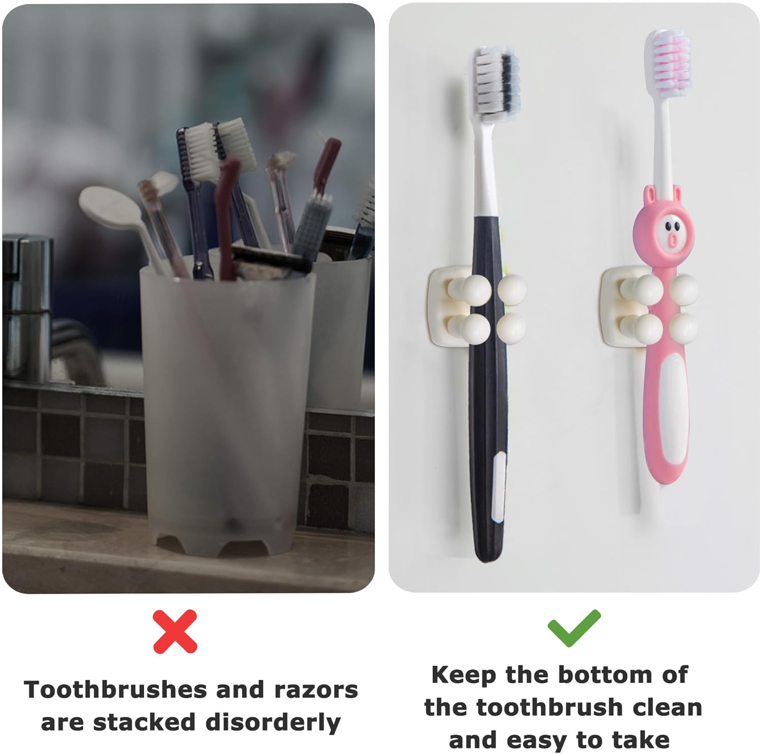 Silicone Toothbrh Holder Multi-Function Hook Waterproof self Adhesive Single Toothbrh Hook Plug Holder for Wall for Hanging Bathroom Kitchen Living Room Office Square-Cream