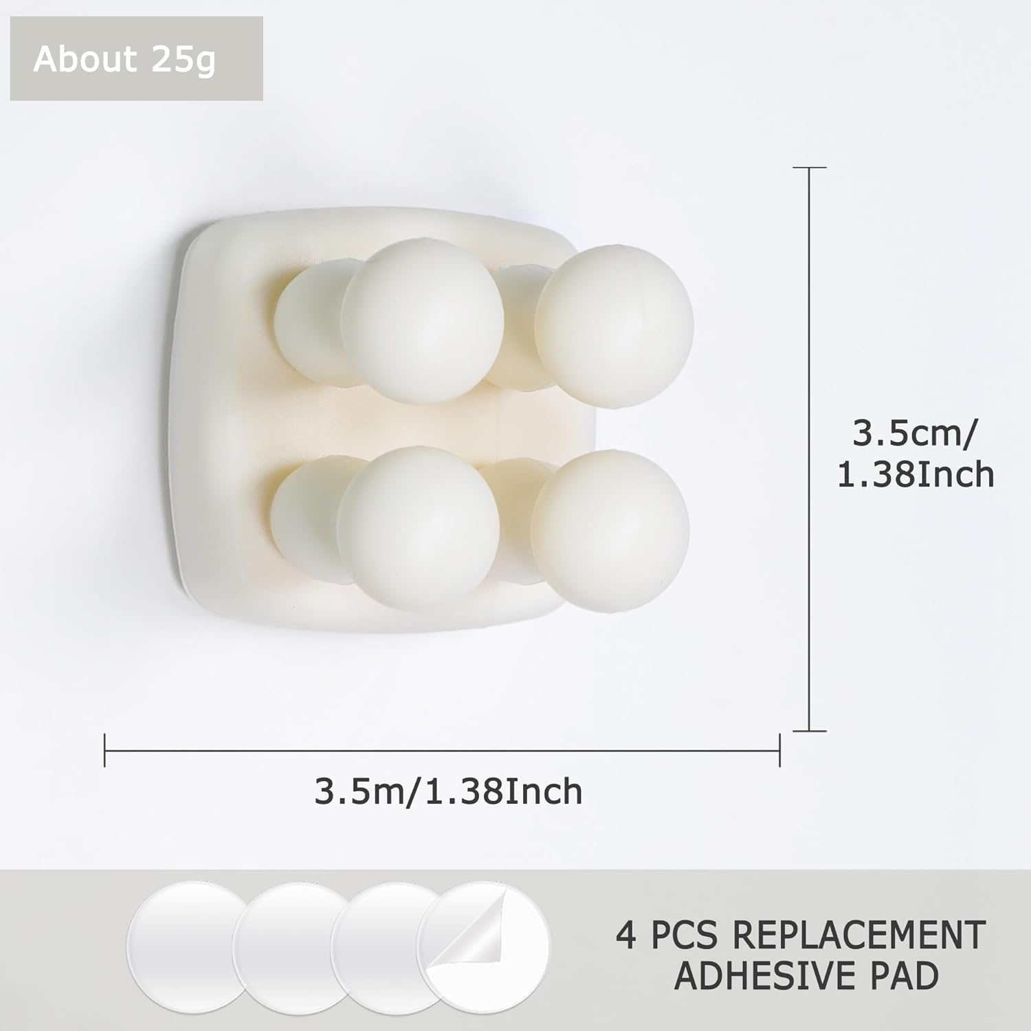 Silicone Toothbrh Holder Multi-Function Hook Waterproof self Adhesive Single Toothbrh Hook Plug Holder for Wall for Hanging Bathroom Kitchen Living Room Office Square-Cream