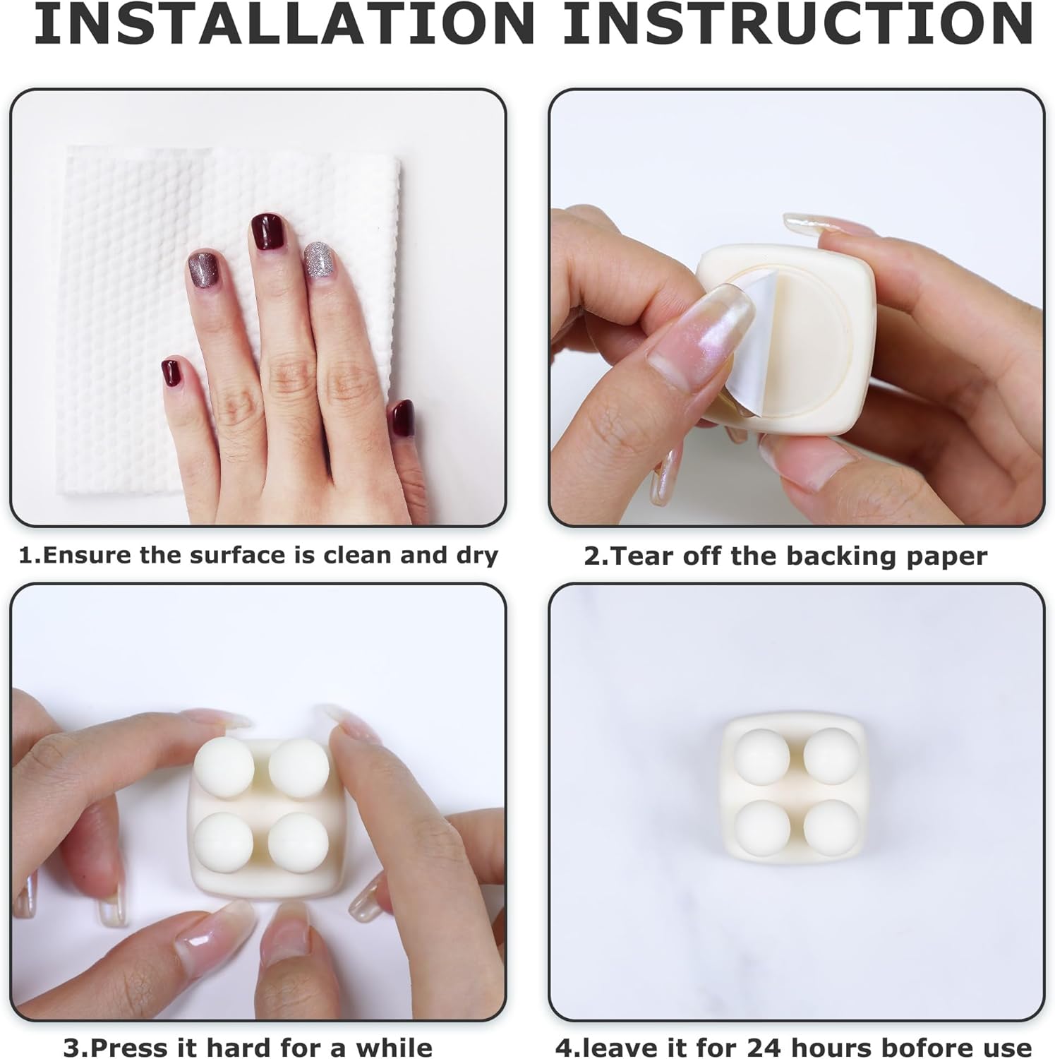 Silicone Toothbrh Holder Multi-Function Hook Waterproof self Adhesive Single Toothbrh Hook Plug Holder for Wall for Hanging Bathroom Kitchen Living Room Office Square-Cream