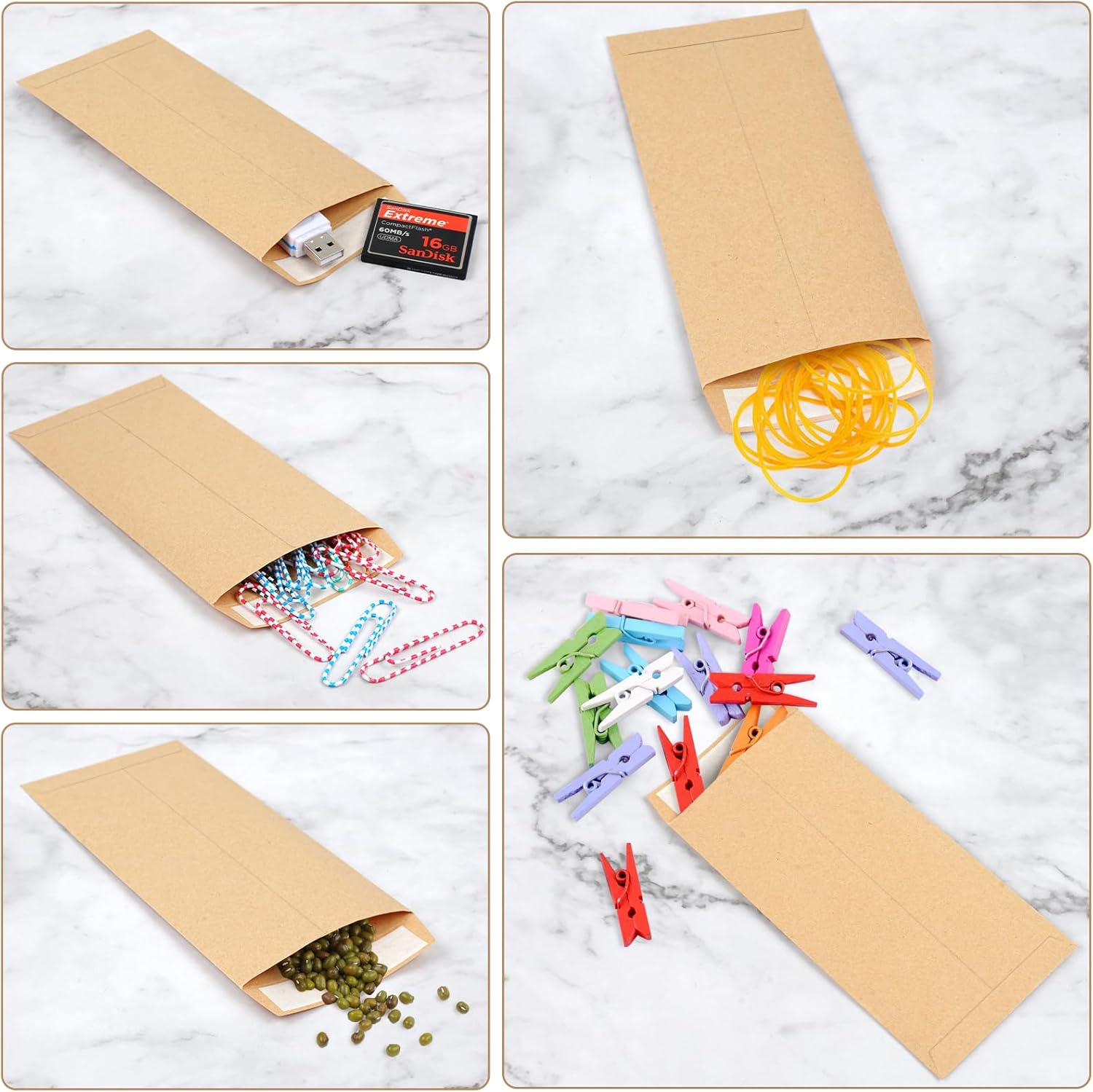 120 PCS Money Envelopes for Cash Kraft Paper, 6.5”x3.2” Small Cash Envelopes for Self-Adhesive, Money Saving Challenge Coin Envelopes for Coin, Check, Budget, Small Item Organizer